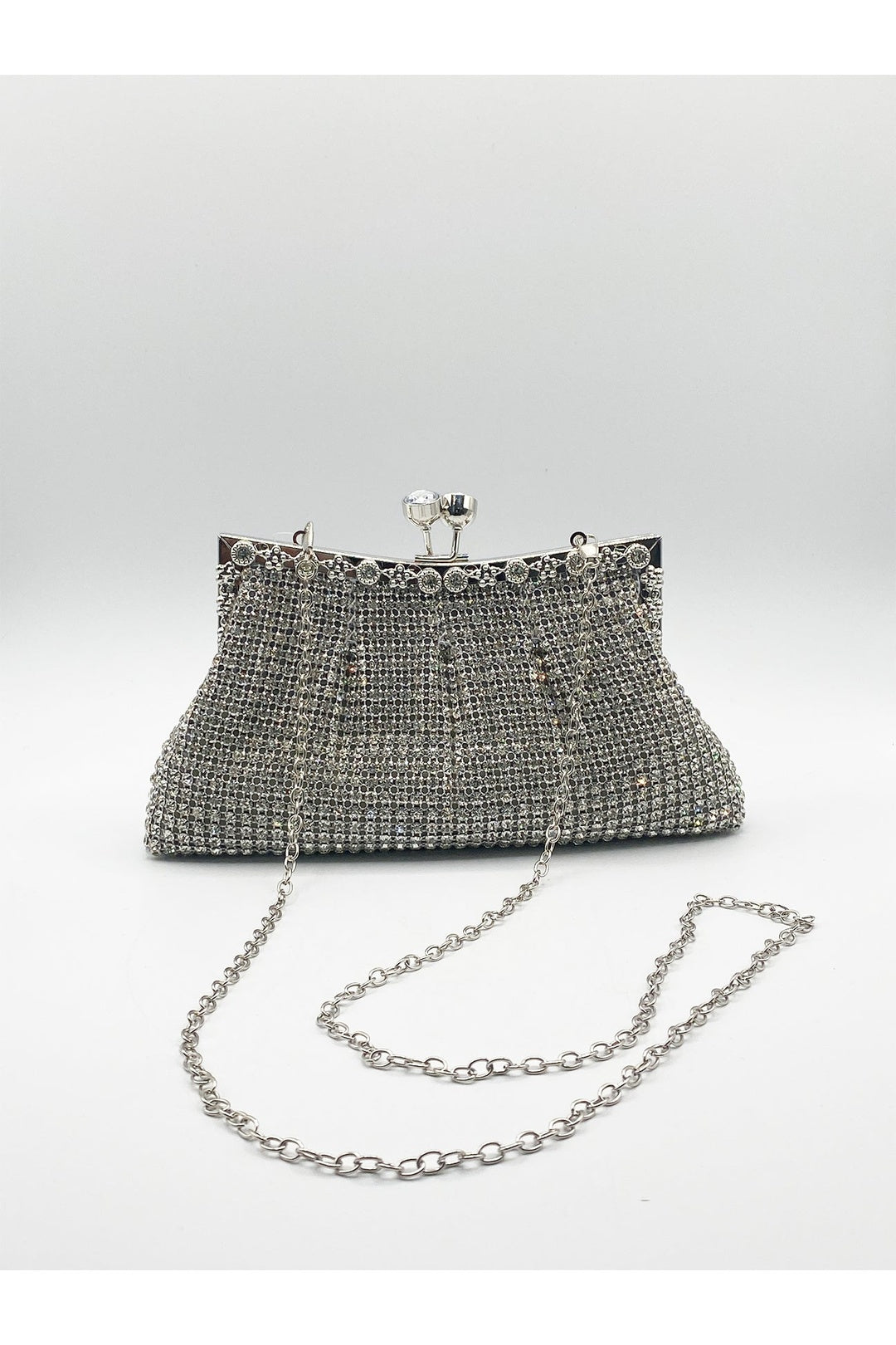 Silver Silver Crystal Clutch Bag, Image 2 of 5
