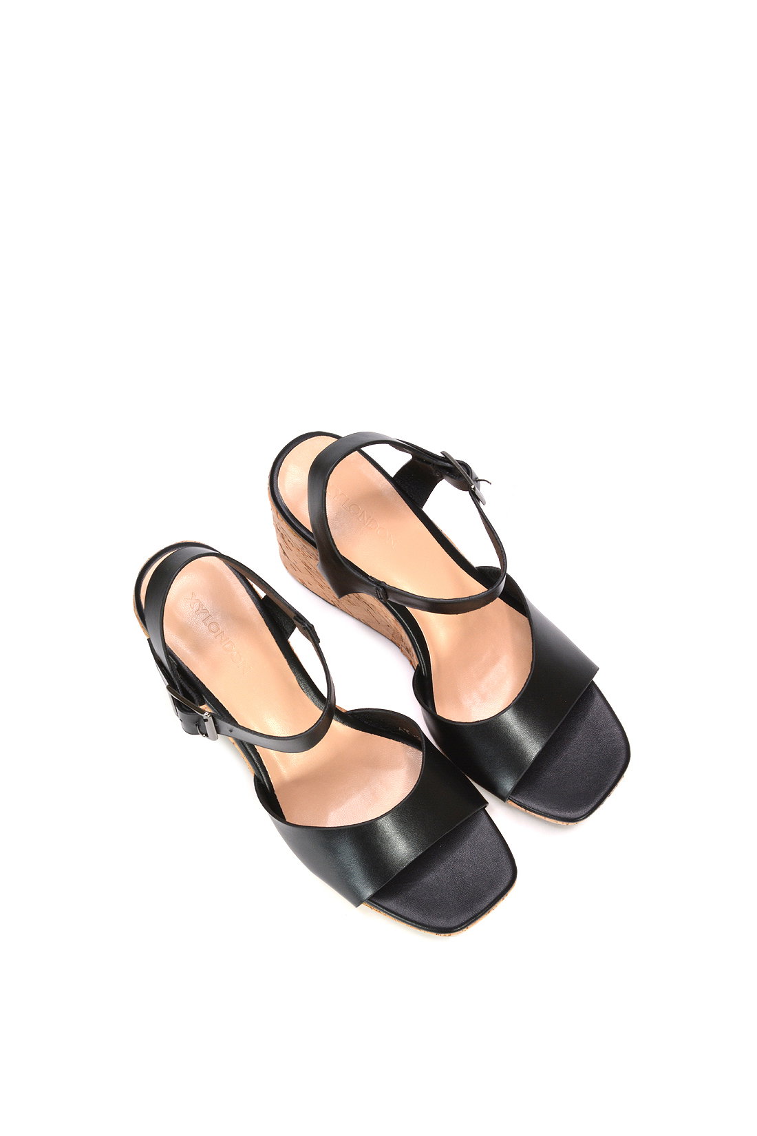 Black 'Seraphina' Cork Platform Wedge Heel Sandals With Ankle Strap, Image 6 of 6