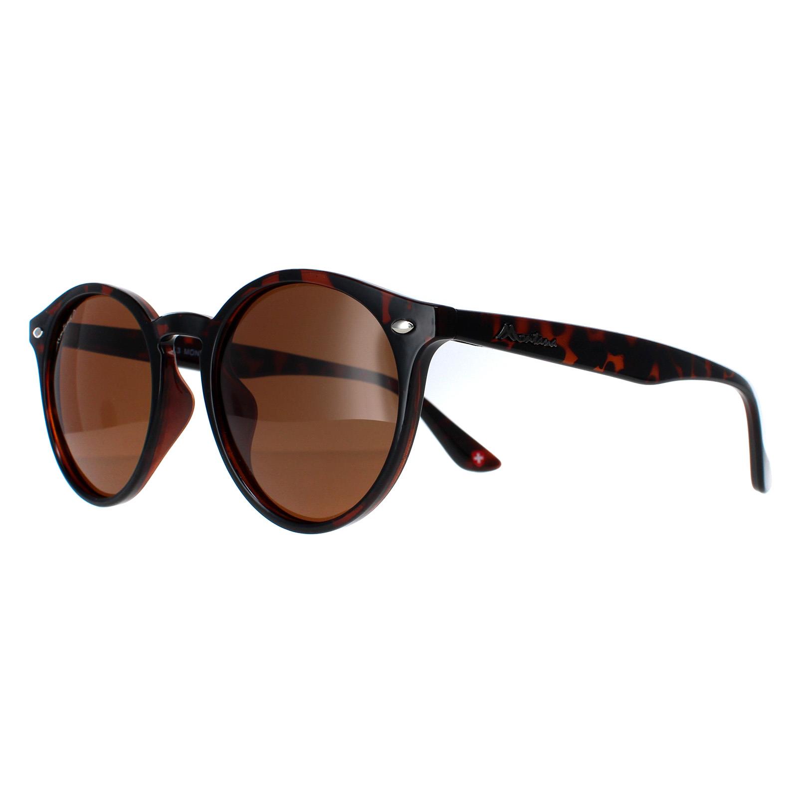 Brown Montana Brown Round Tortoise Brown Polarized MP20B Sunglasses, Image 2 of 4