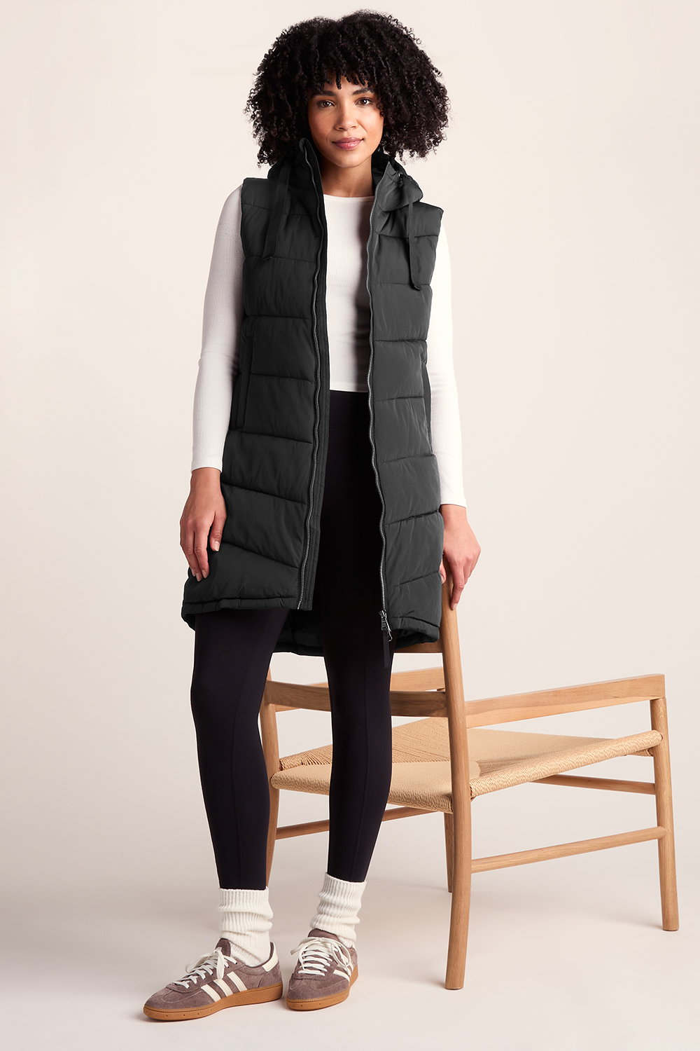 Black Ranskill Long Insulated Gilet, Image 3 of 6
