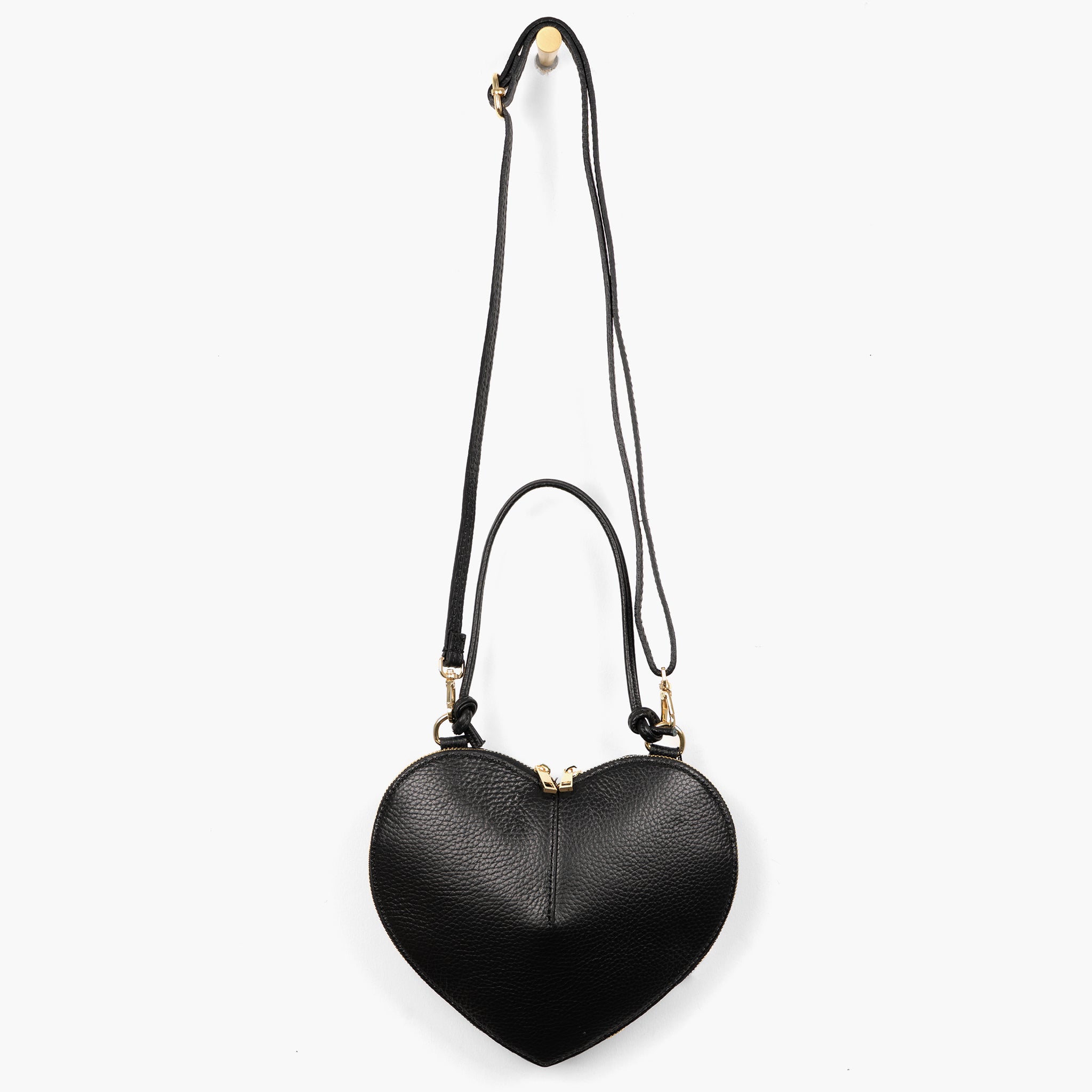 Black Italian Leather Heart Crossbody Bag, Image 5 of 5