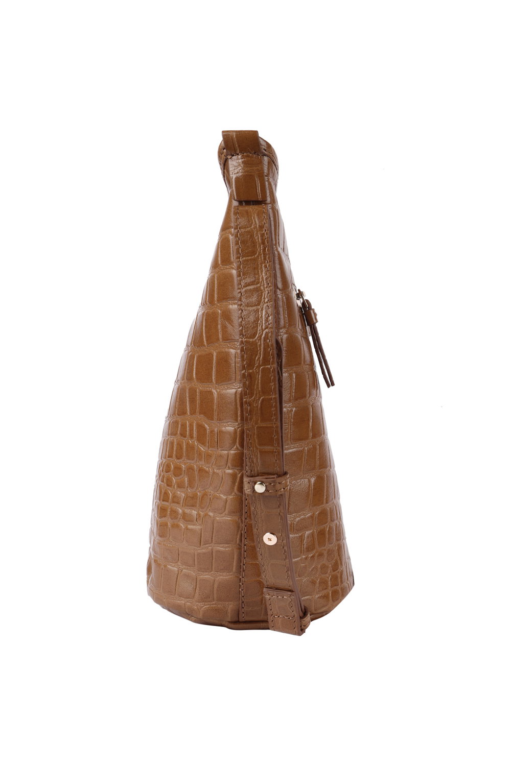 Tan Ashwood Leather Tan 'Expression' Croc Embossed Real Leather Shoulder Bag, Image 3 of 4