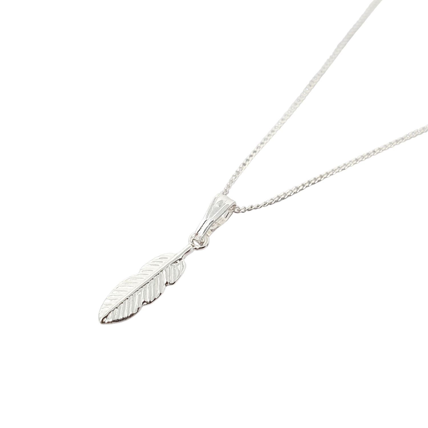 Silver Small Feather Charm Sterling Silver Necklace, Image 1 of 1