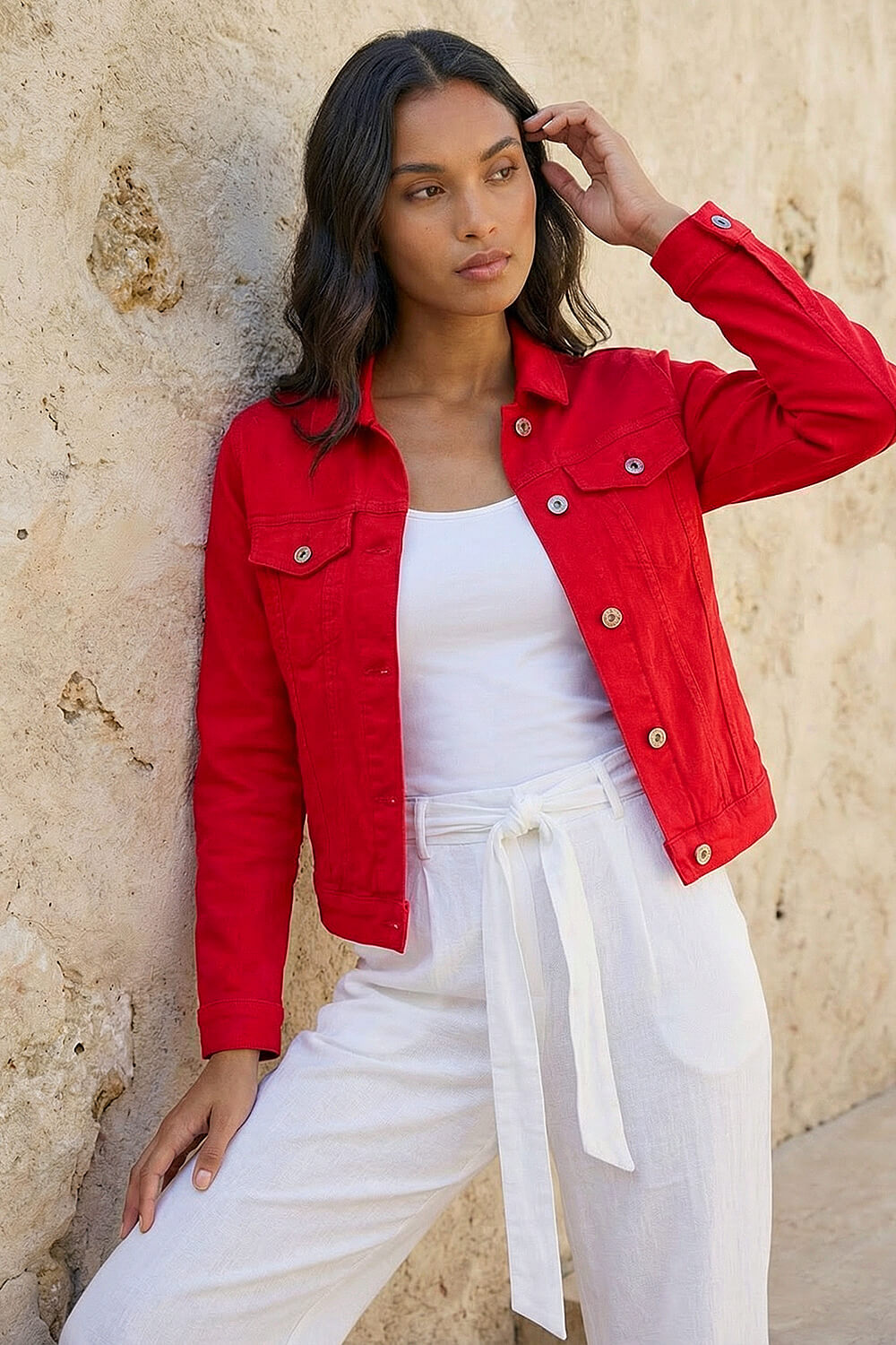 Roman Women's Red Classic Cotton Denim Jacket Size 20