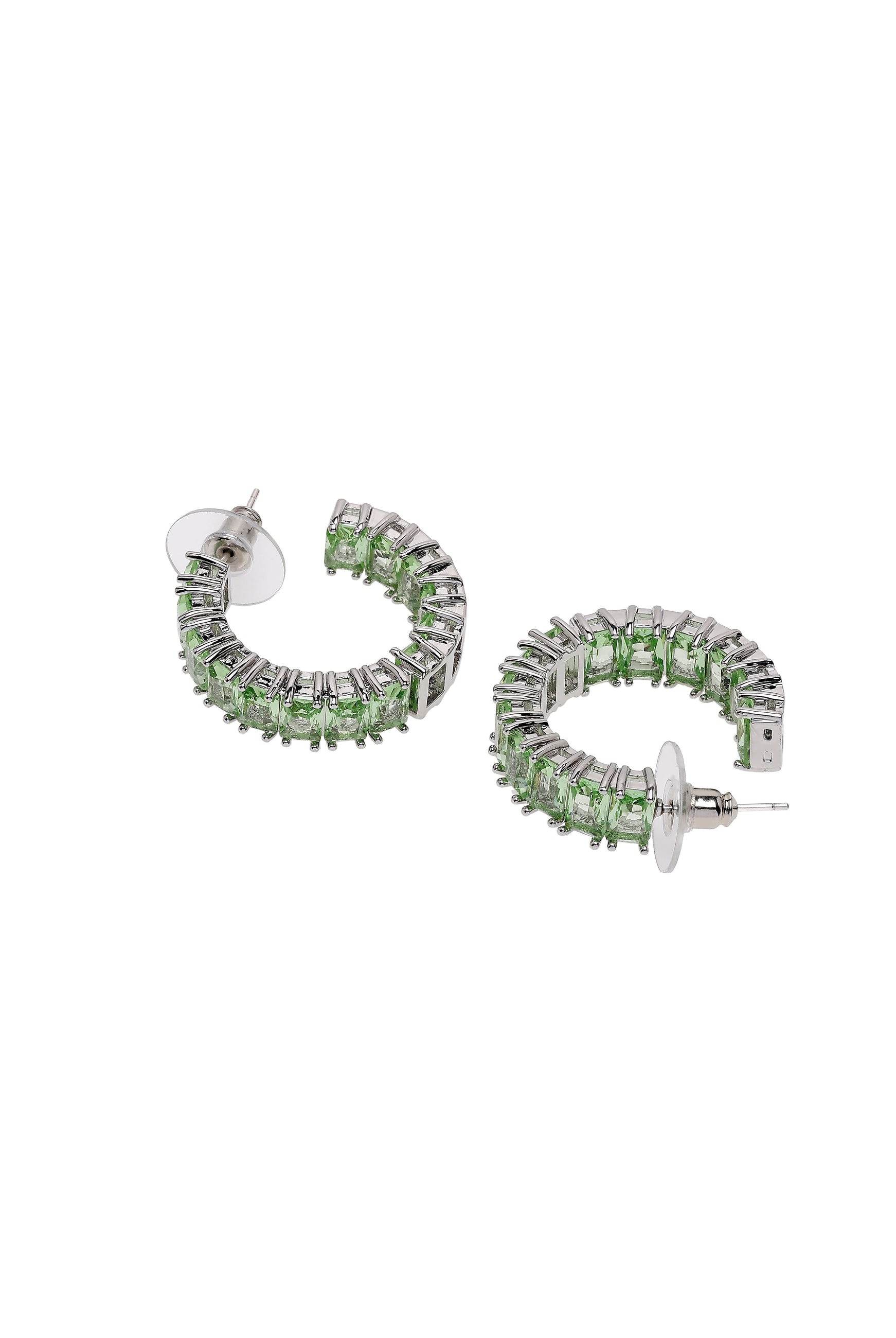 Pale Green Light Green C-shaped Dainty Hoops, Image 3 of 4