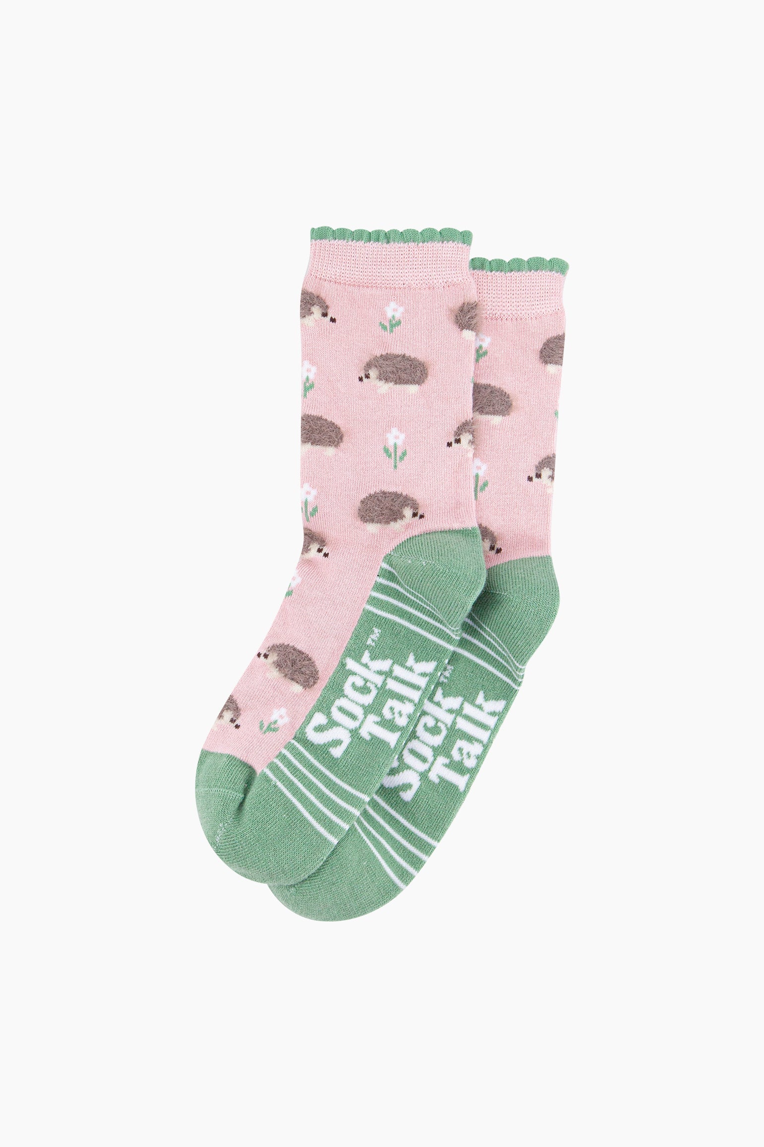 Light Pink Hedgehog Floral Fluffy Bamboo Socks in Pink, Image 3 of 4