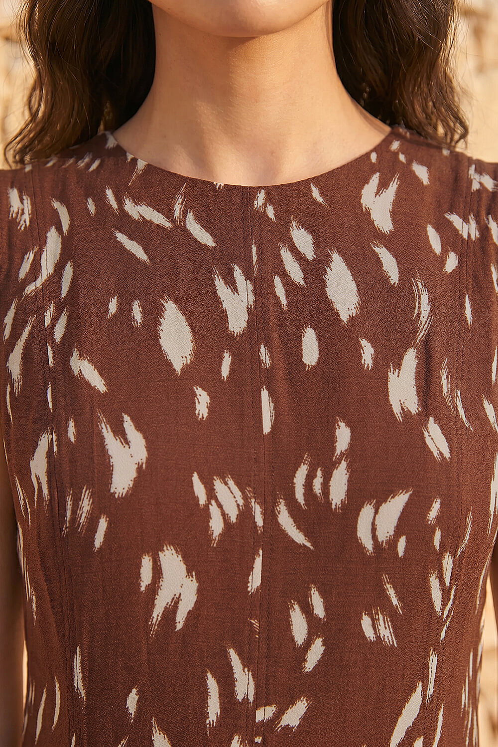 Chocolate Brush Stroke Panel Midi Dress, Image 5 of 4