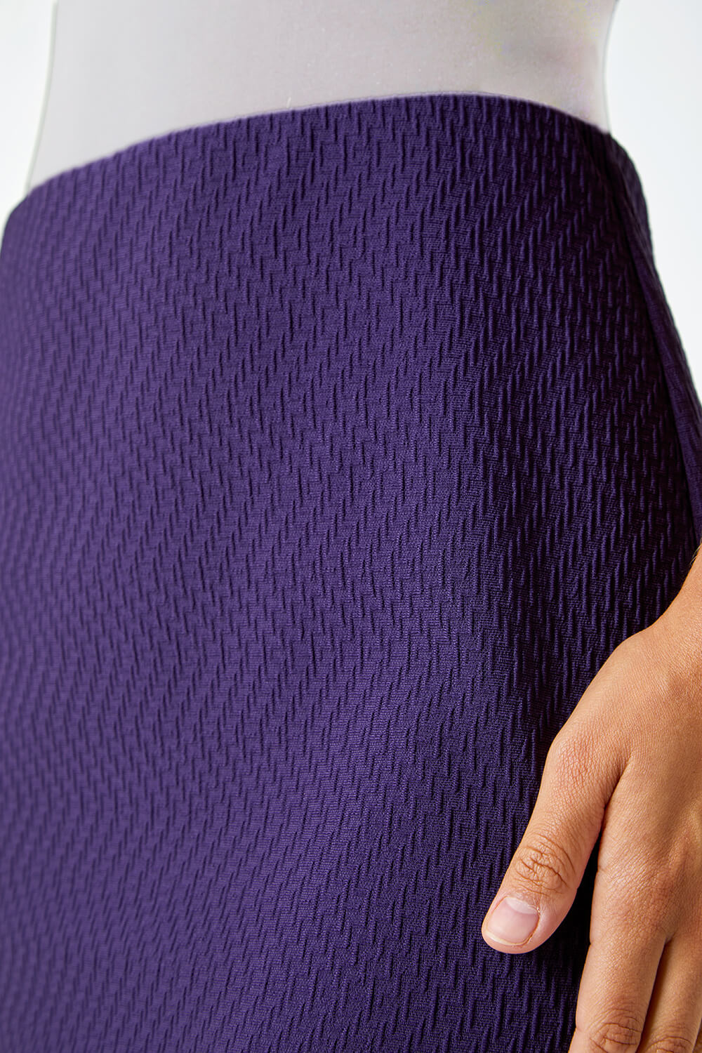 Purple Textured Pencil Midi Stretch Skirt, Image 6 of 5