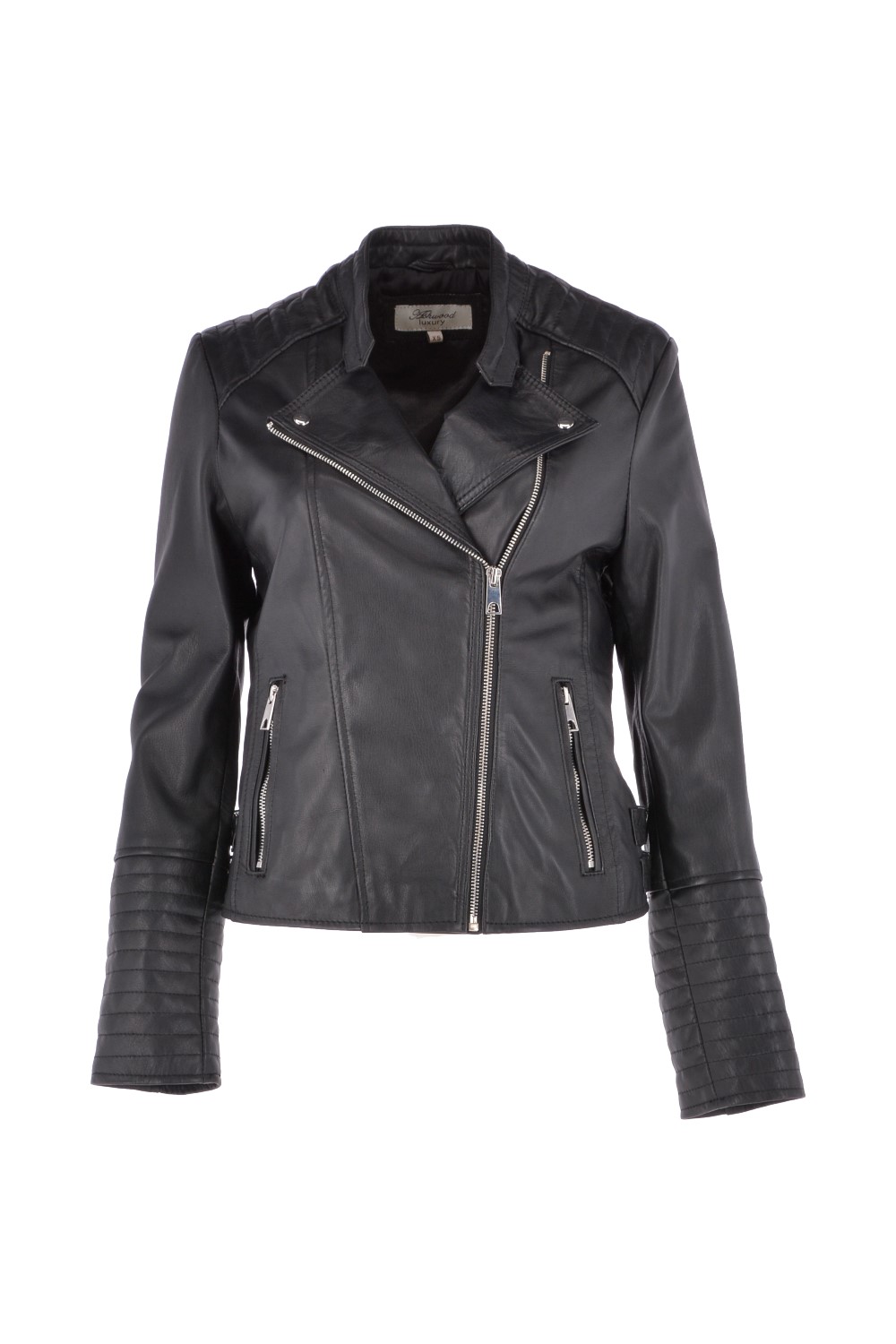 Black Ashwood Leather Black 'Casey' Real Leather Biker Jacket, Image 2 of 5