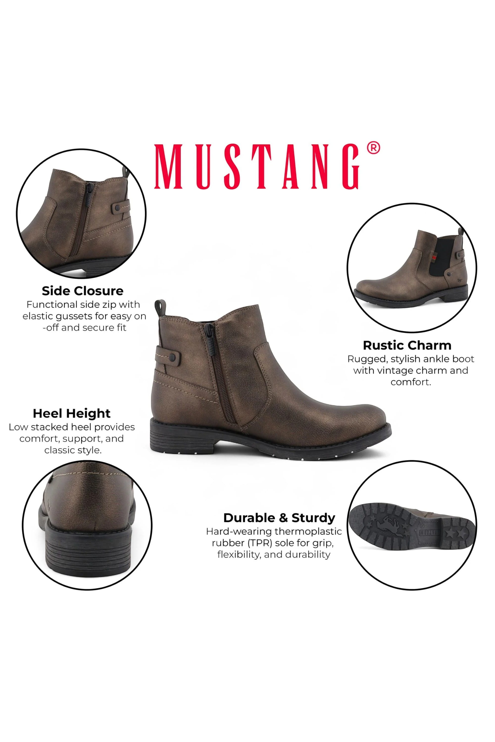 Gold Womens Chelsea Ankle Boots - M0052002, Image 3 of 7