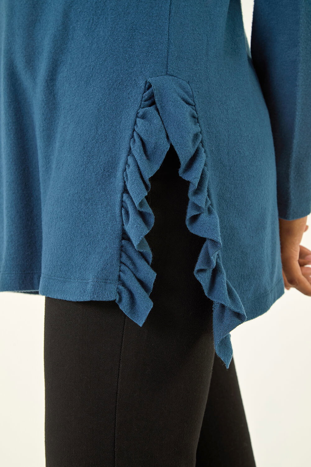 Teal Soft Touch Side Ruffle Top, Image 6 of 5