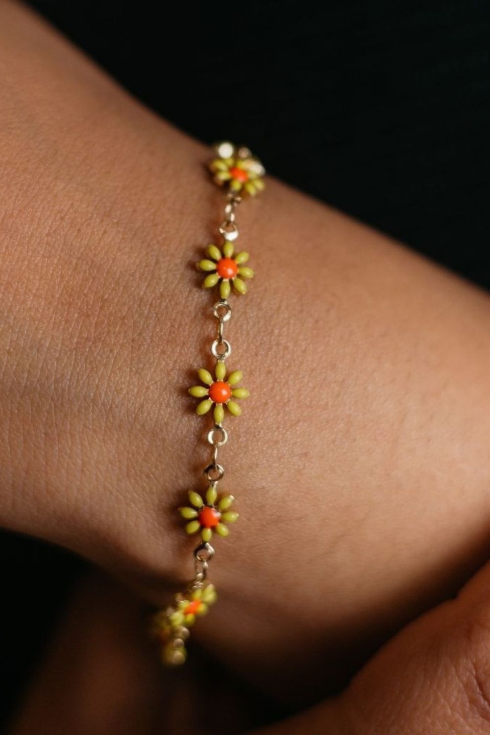 Yellow Sunflower Charm Bracelet Boho Daisy Summer, Image 1 of 1