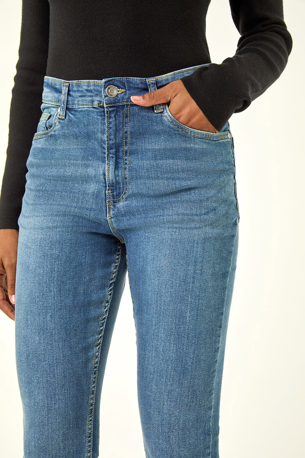 Indigo Slim Leg Stretch Mom Jeans, Image 6 of 5