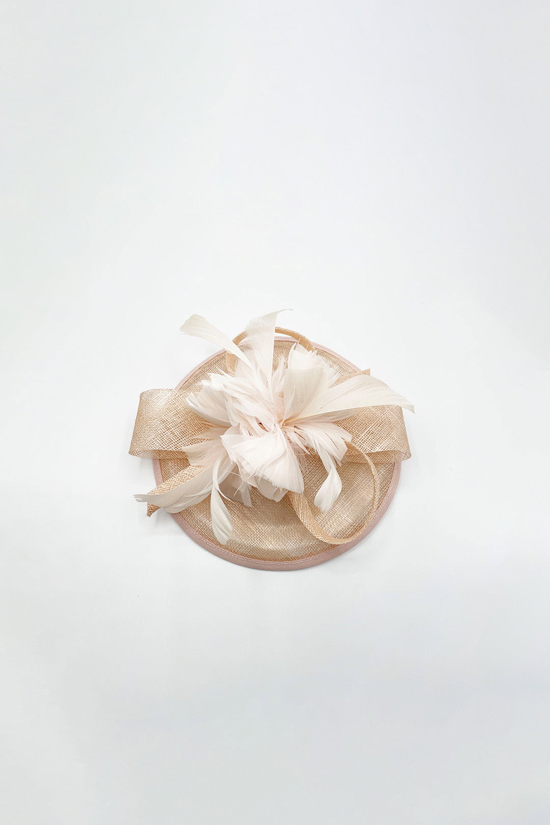 Pink Feather & Bow Disc Fascinator, Image 2 of 2