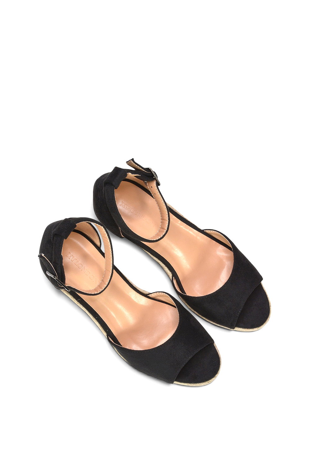 Black 'Angelica' Strappy Espadrille Wedge Heel Sandals With Peep Toe, Image 6 of 6