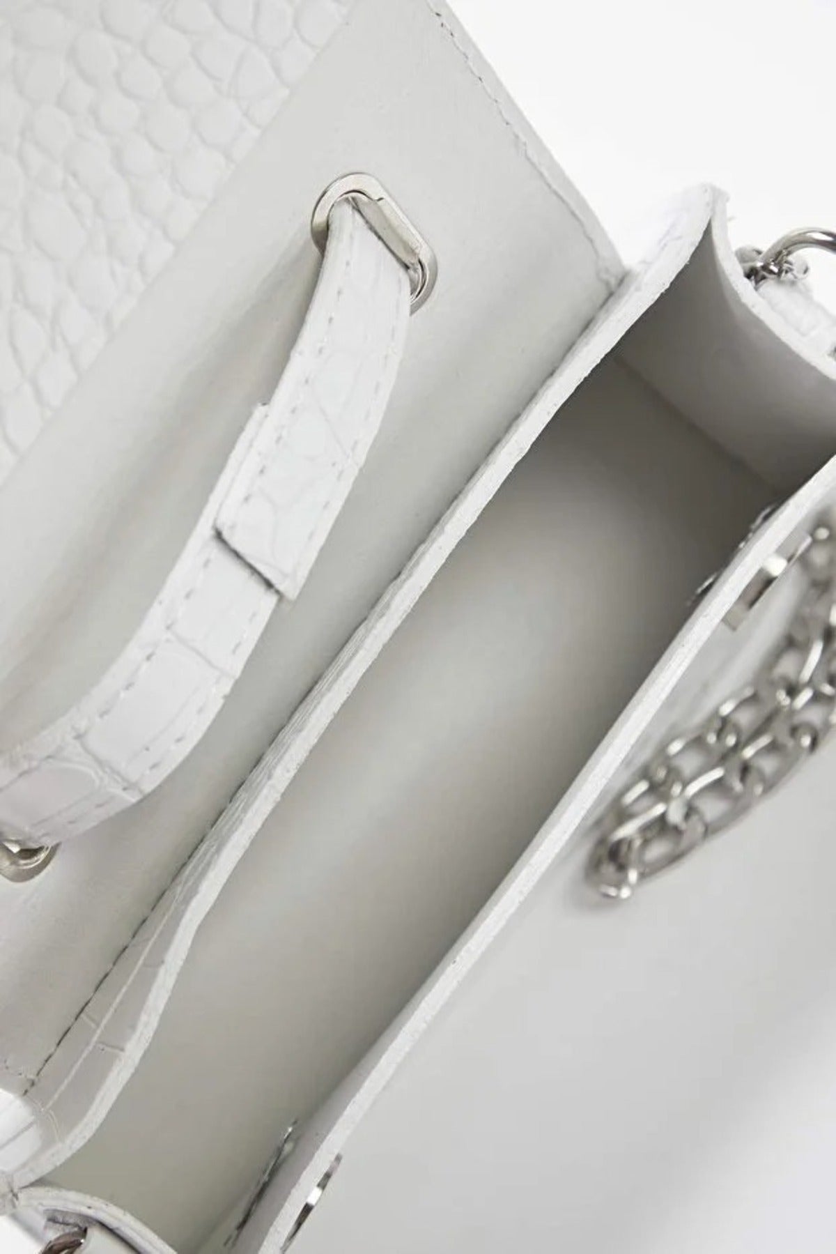 White Textured Crossbody Mini City Bag, Image 2 of 3