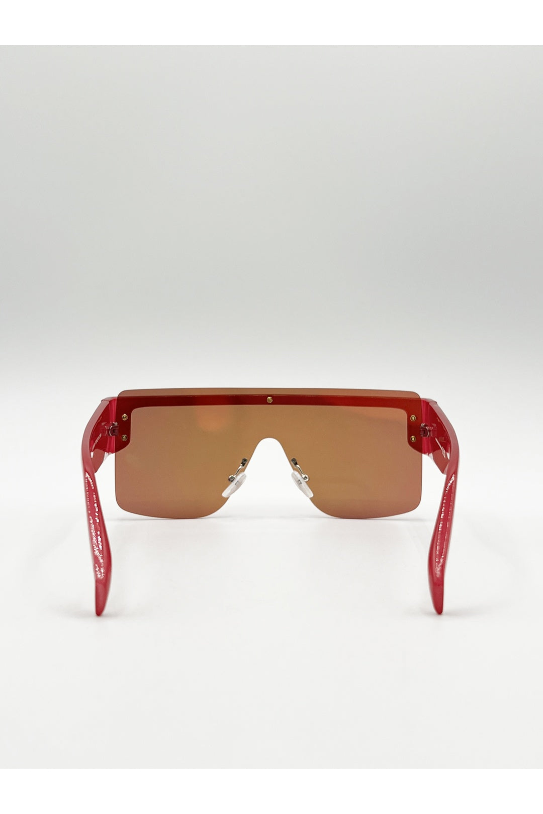 Red Oversized Flat Top Sunglasses Mirrored Lens, Image 5 of 6