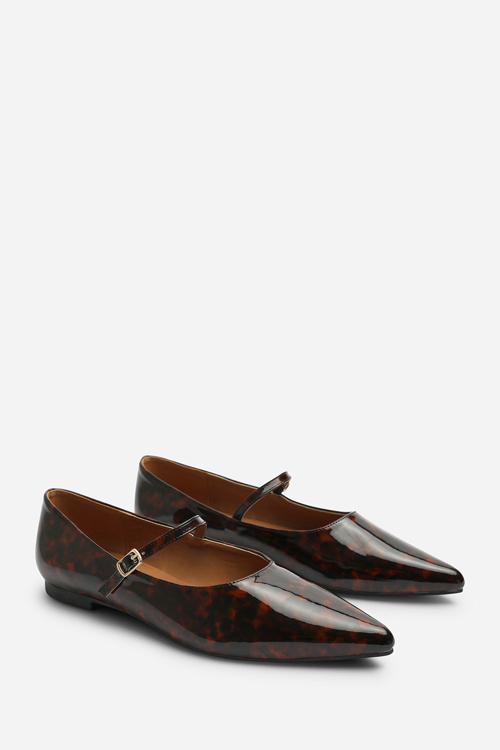 Tortoishell Novalee Pointed Toe Mary Jane Front Strap Ballet Flats, Image 4 of 7