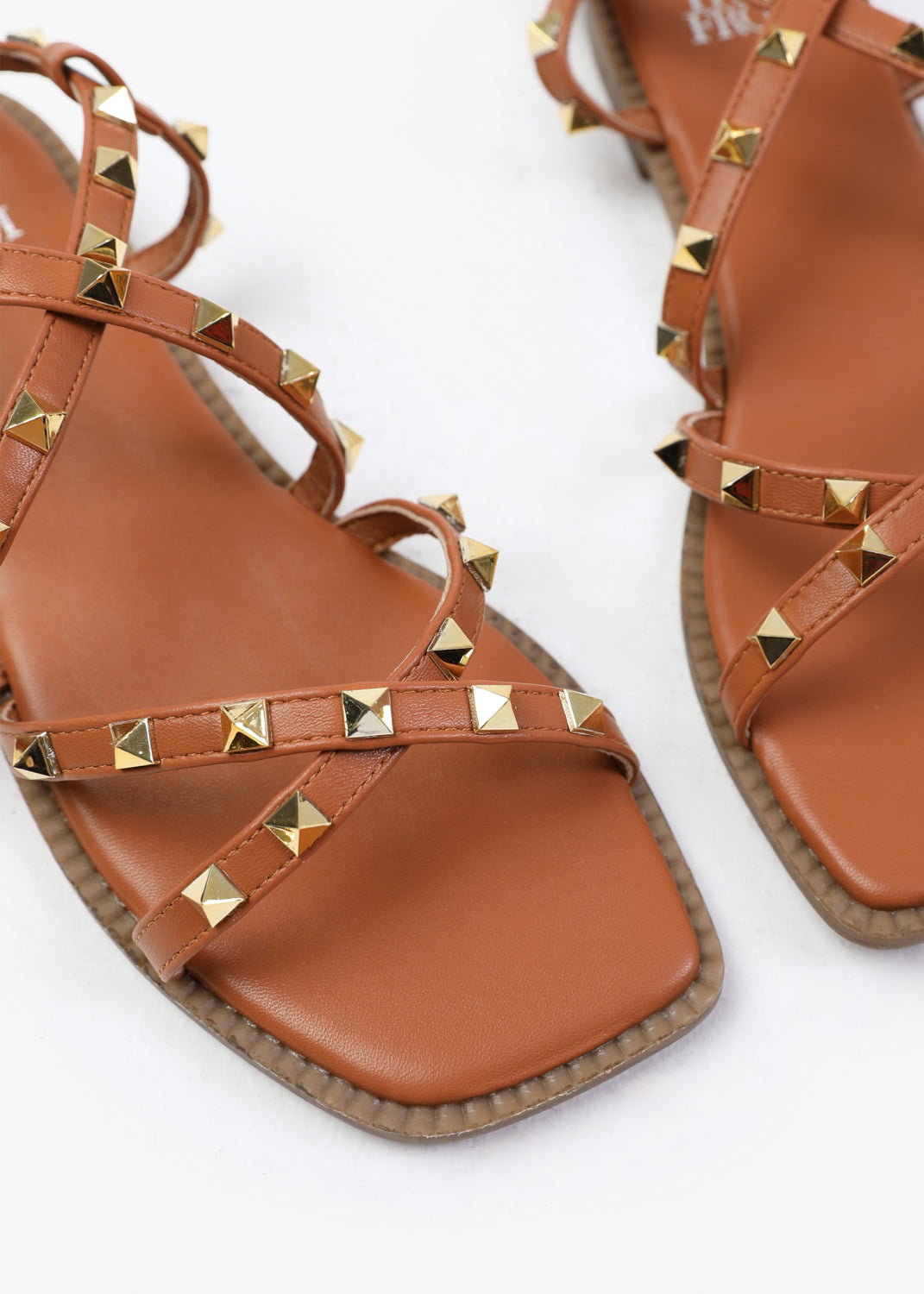 Tan 'Montana' Gladiator Sandal With Stud Detail, Image 3 of 3