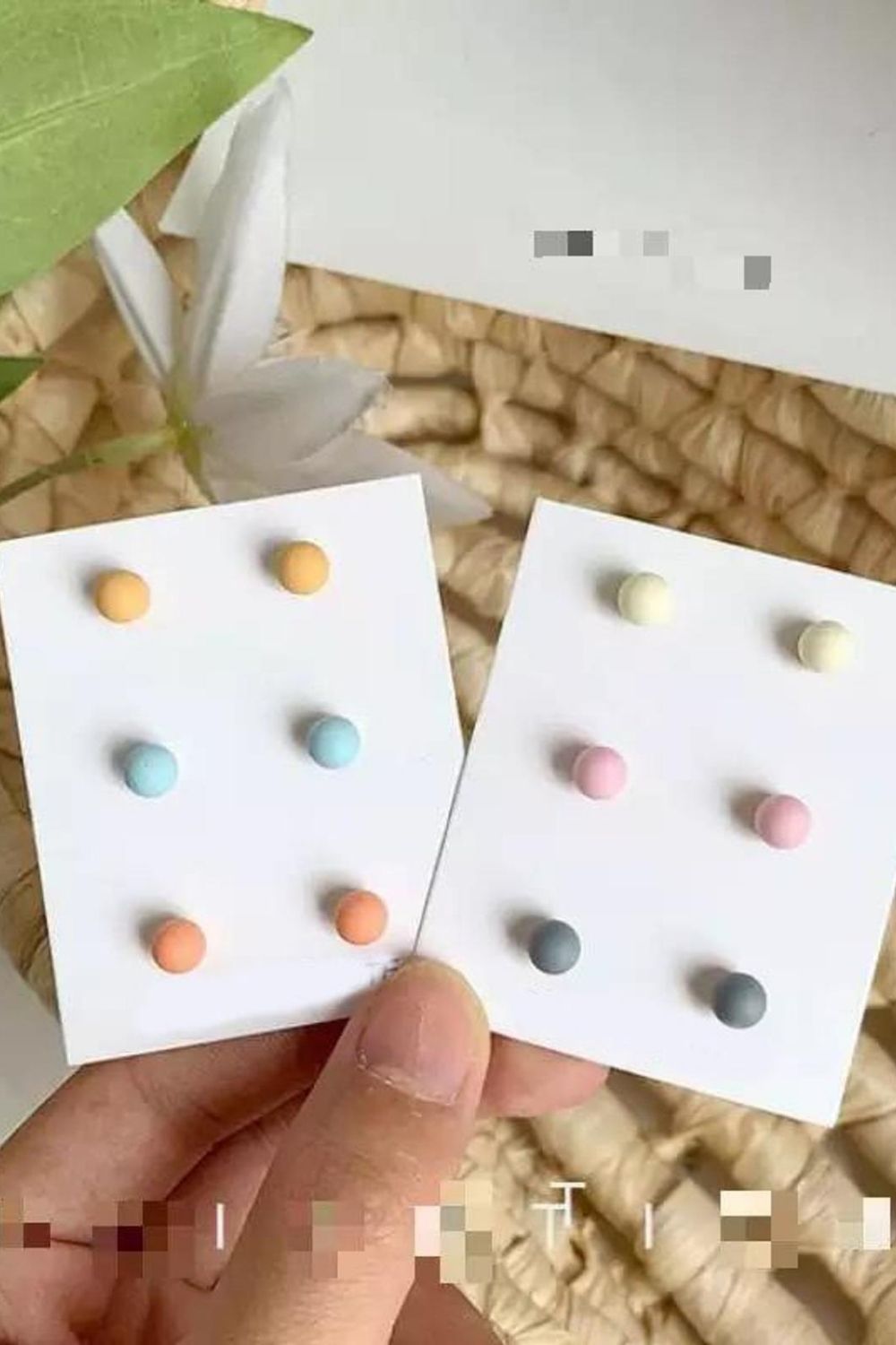 Peach Multicolour Matte Round Ball Studs, Image 1 of 3