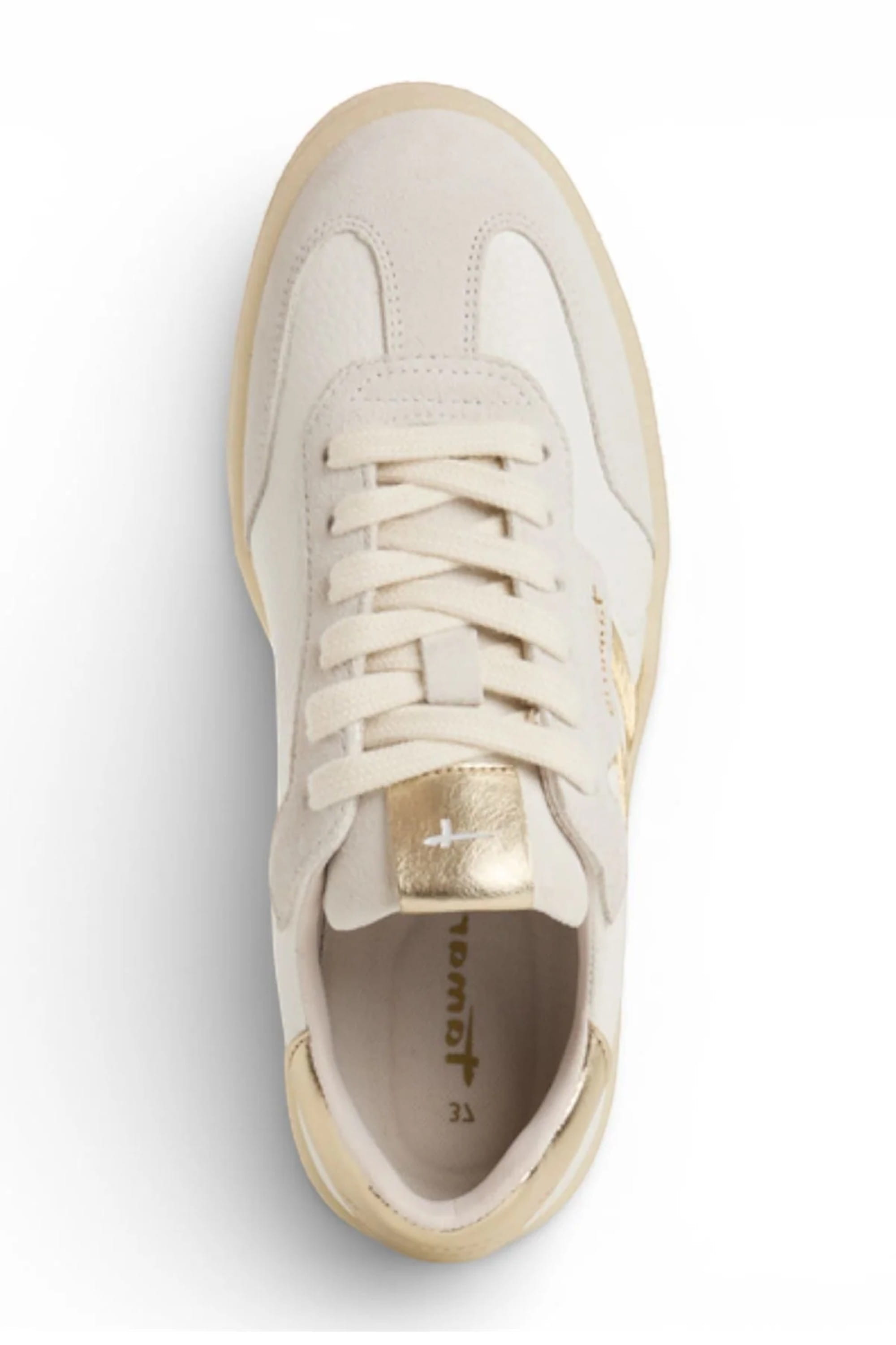 White Tamaris White Tamaris Womens White Gold Stripe Sneaker, Image 5 of 6