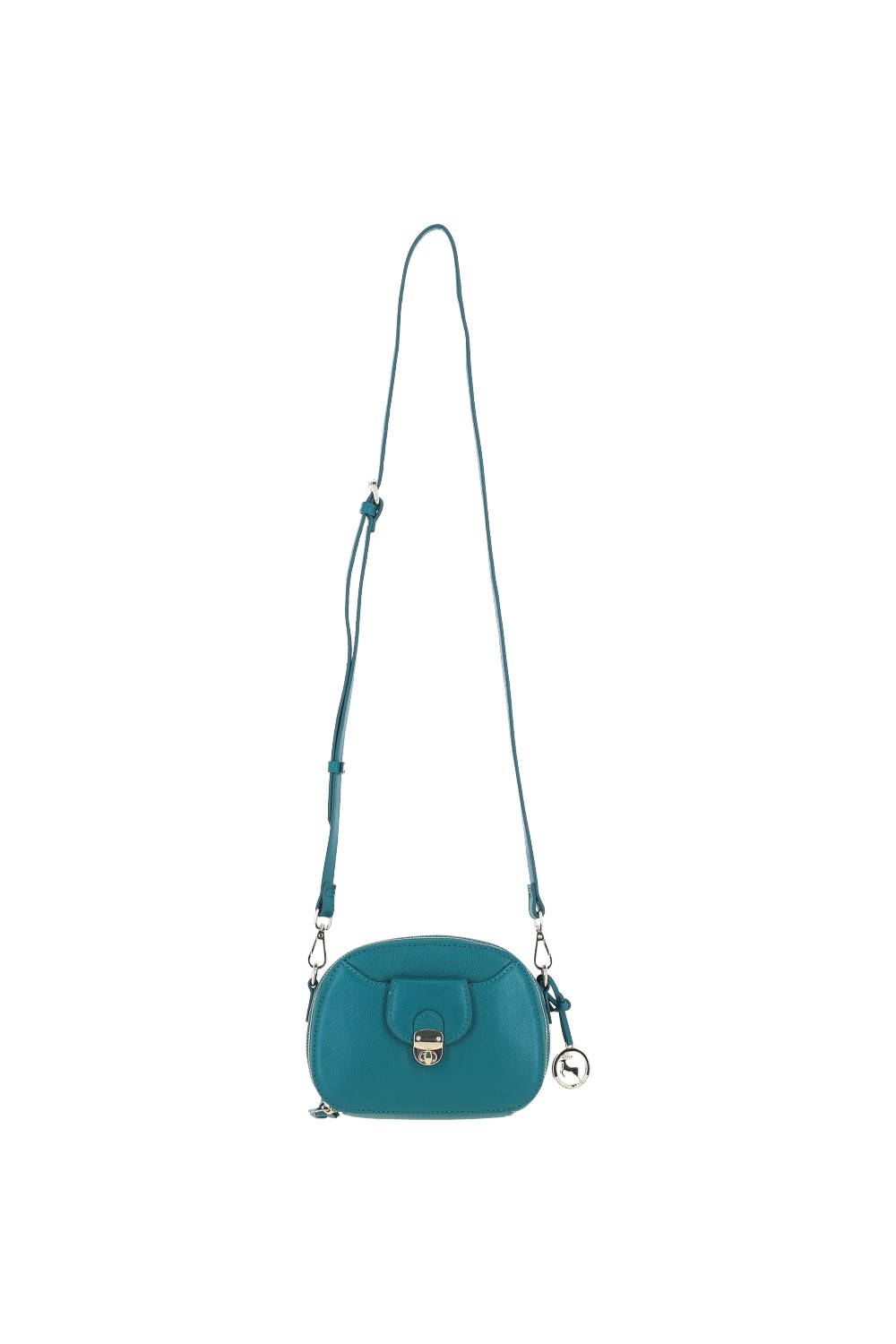 Green Real Leather Compact Crossbody Bag with Adjustable Strap, Image 2 of 4