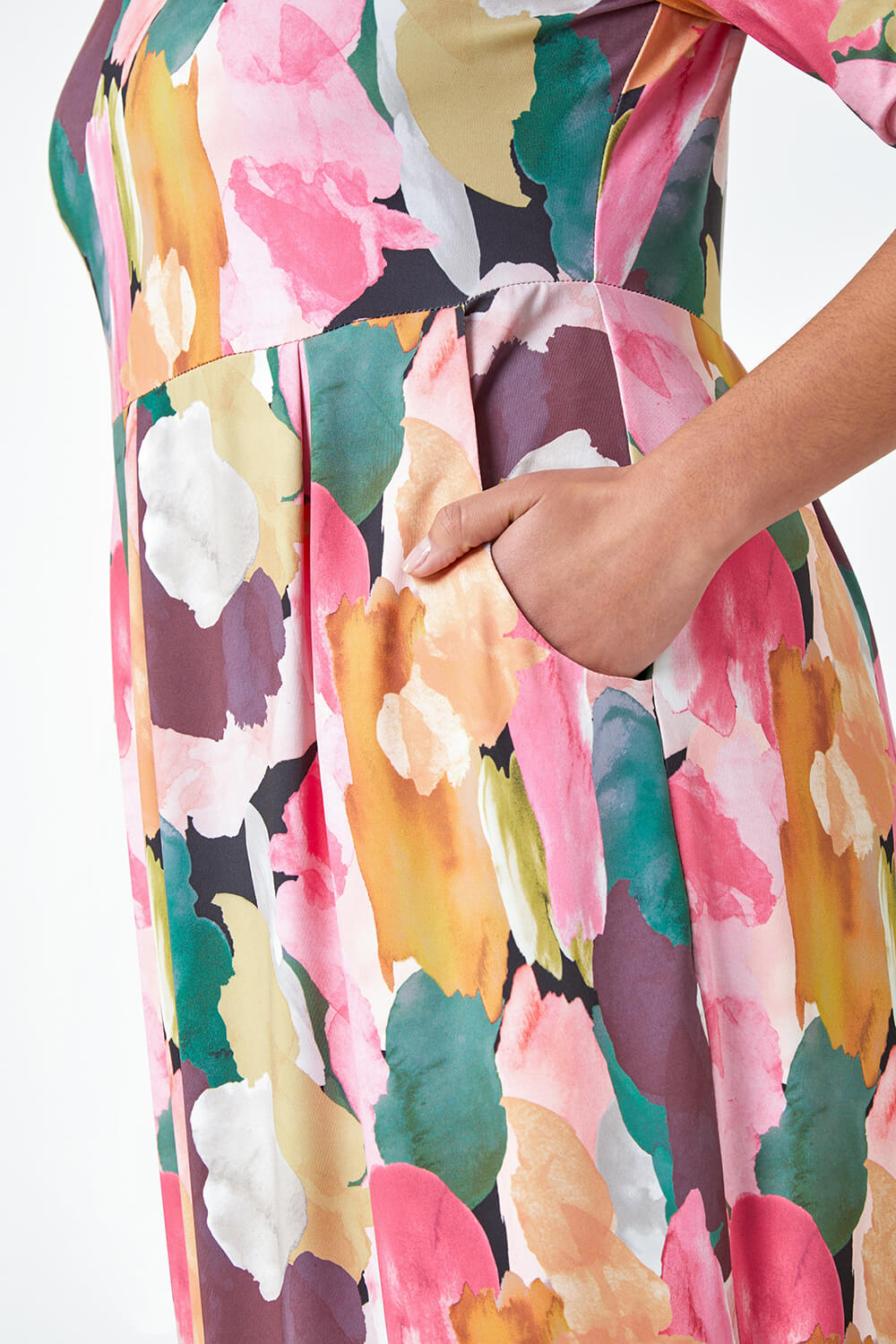 Pink Curve Abstract Relaxed Pocket Shift Dress, Image 6 of 5