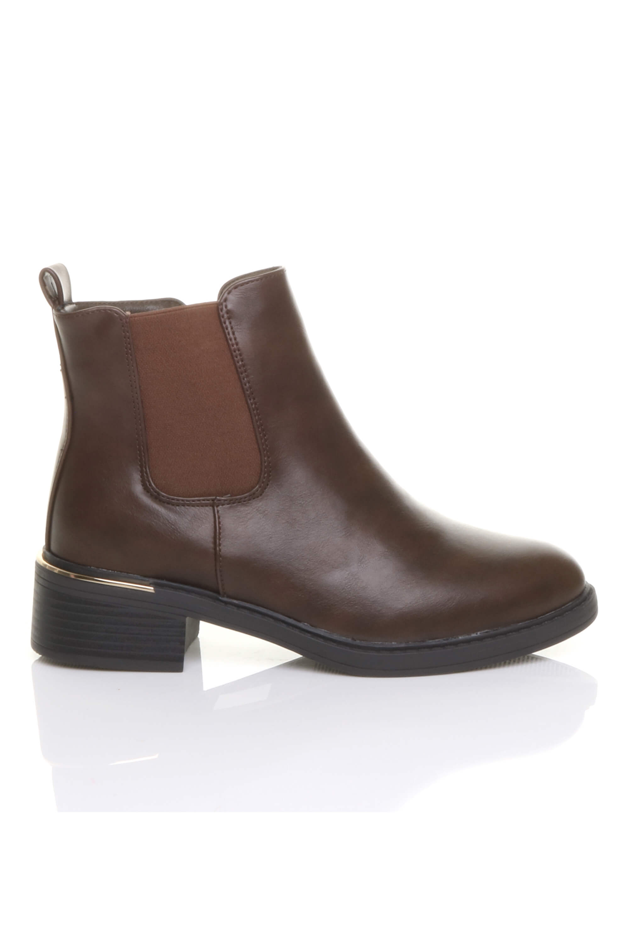 Black Low Heel Elastic Chunky Sole Zip Ankle Chelsea Boots