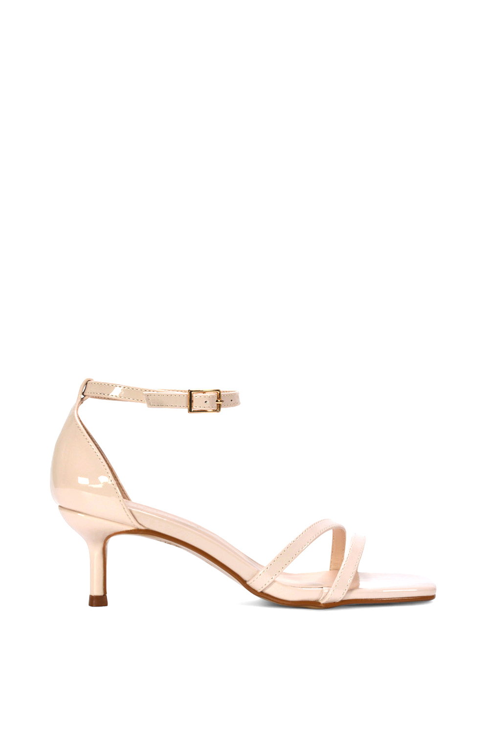 Black 'Lea' Open Toe Strappy Low Kitten Heel Sandal Shoes