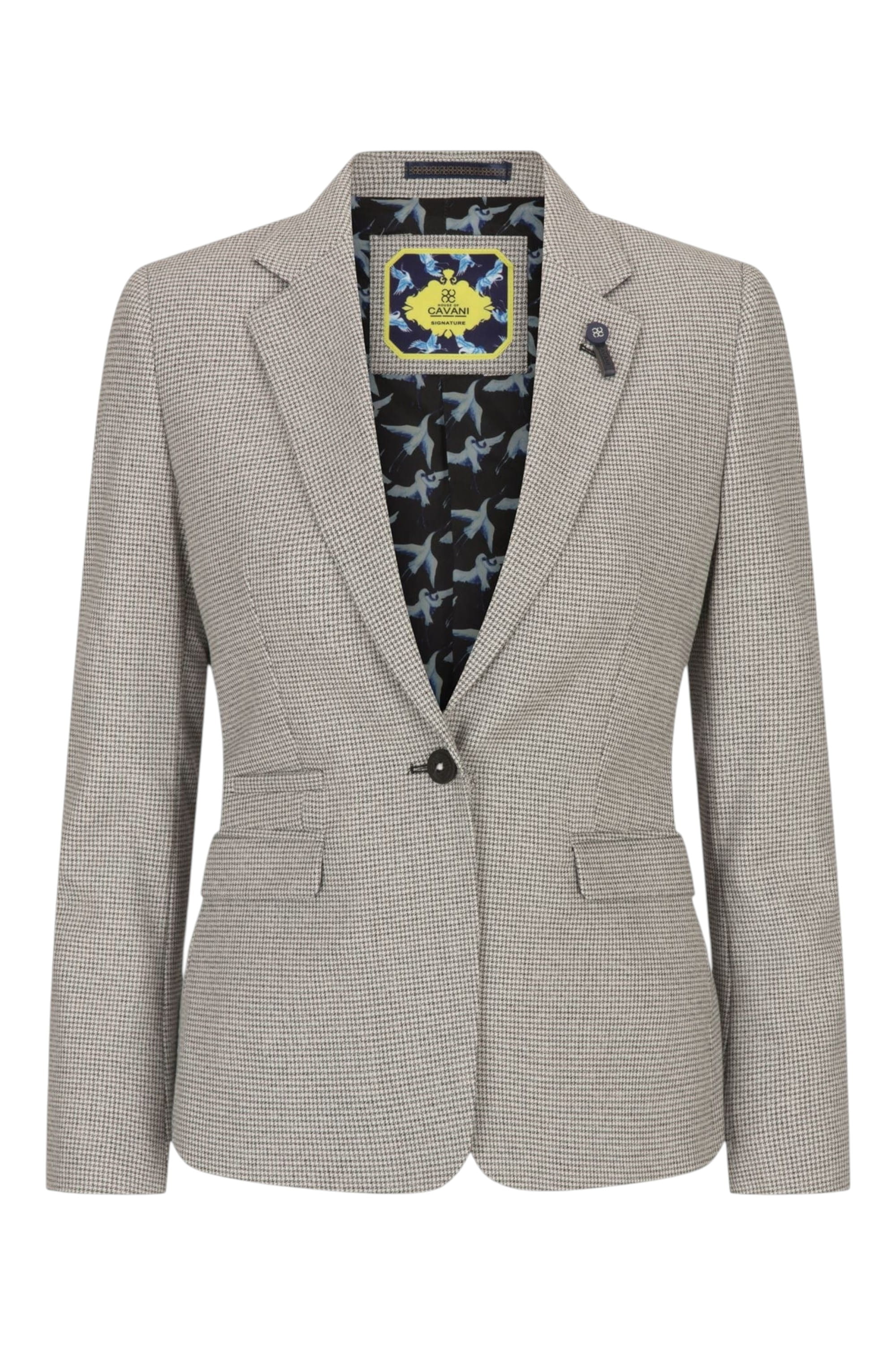 Beige Infinity Leather Beige Women's Beige Tweed Wool Blend Blazer, Image 1 of 5