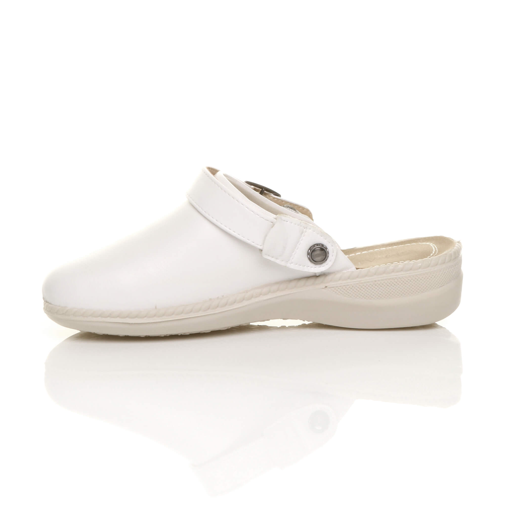 White AJVANI White Low Wedge Slingback Clogs Mules, Image 3 of 6