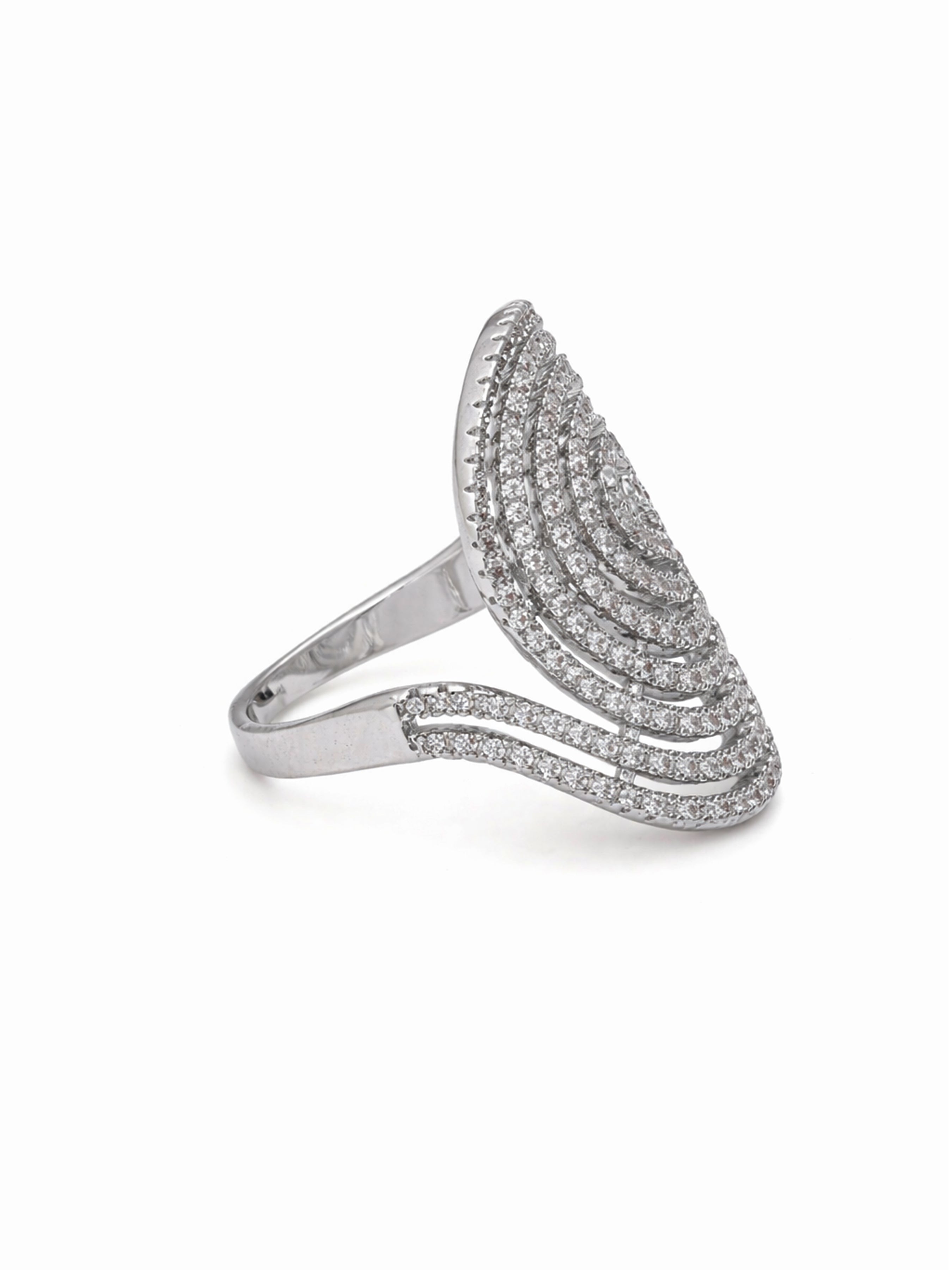 Silver Spiral Pavé Statement Ring, Image 2 of 4