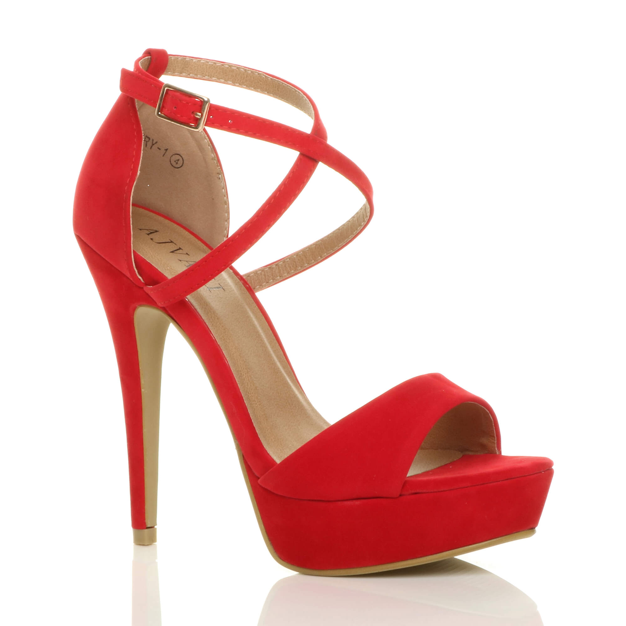 Purple High Heel Crossed Straps Platform Sandals