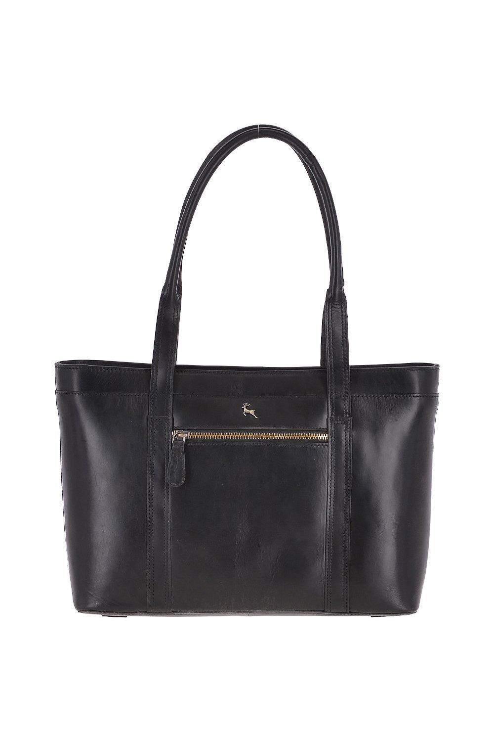 Black Vegetable Tanned Real Leather Tote Bag, Image 1 of 3