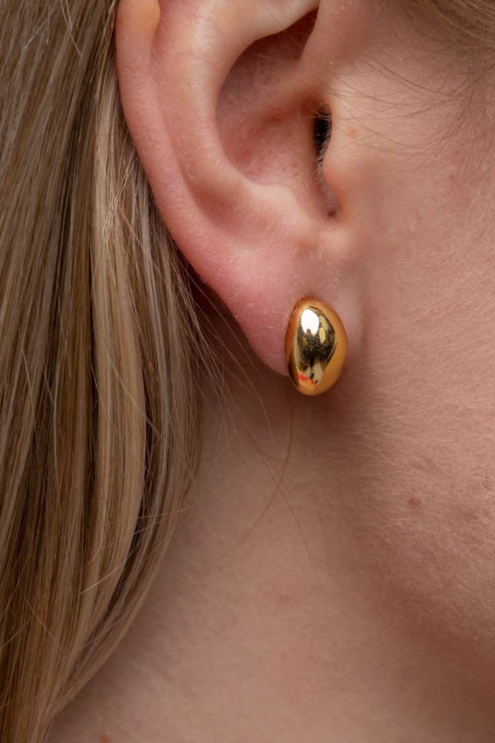 Gold Oval Geometric Stud Earrings, Silver or Gold, Image 1 of 2