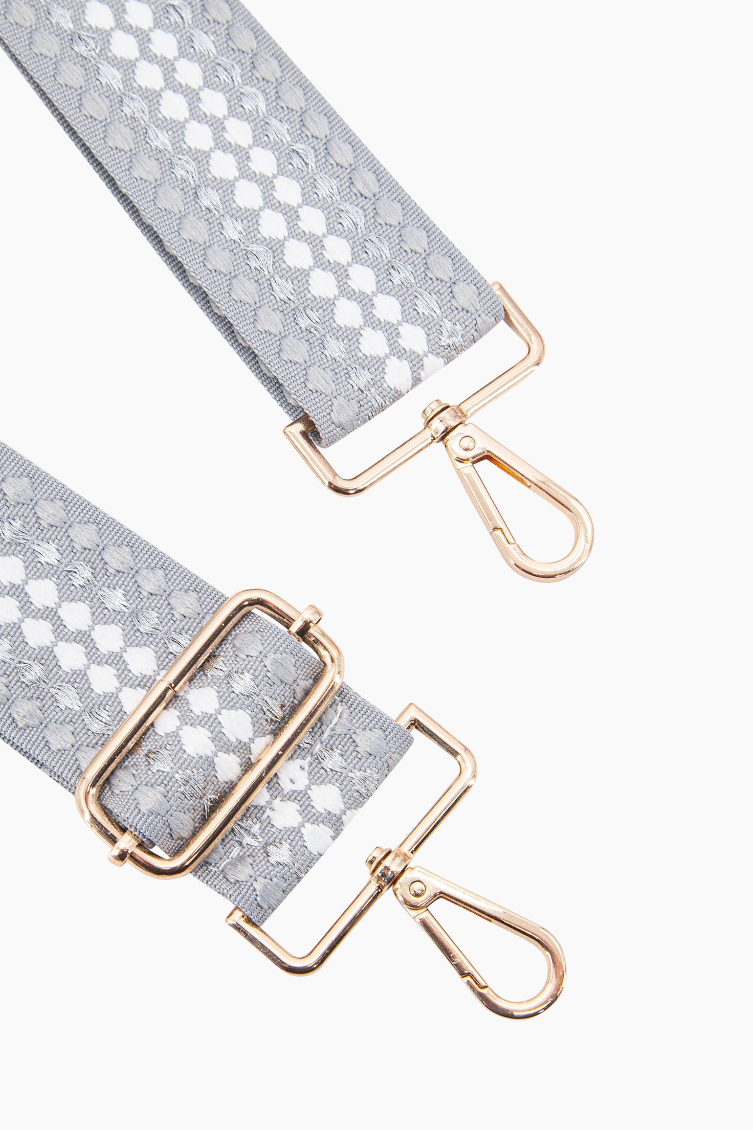 Grey Spotted Woven Wide Bag Strap, Image 2 of 3