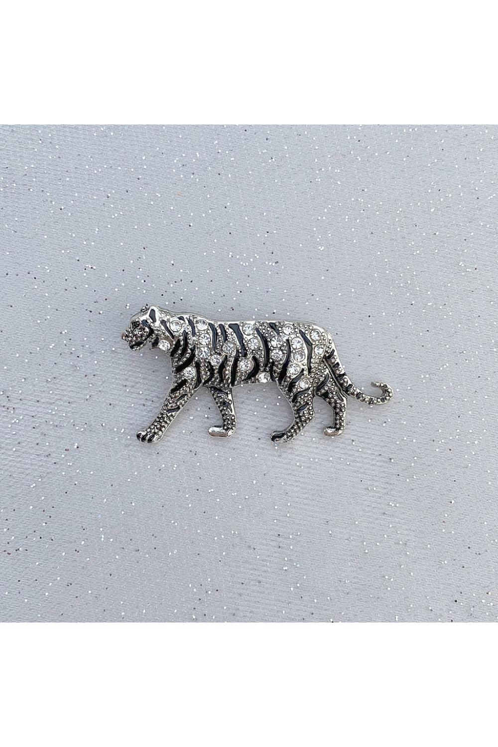 Silver Tiger Brooch, Image 2 of 4