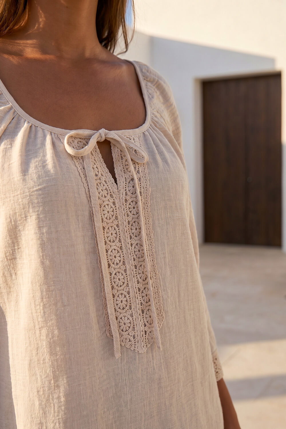 Stone Petite Lace Trim Dress, Image 5 of 4