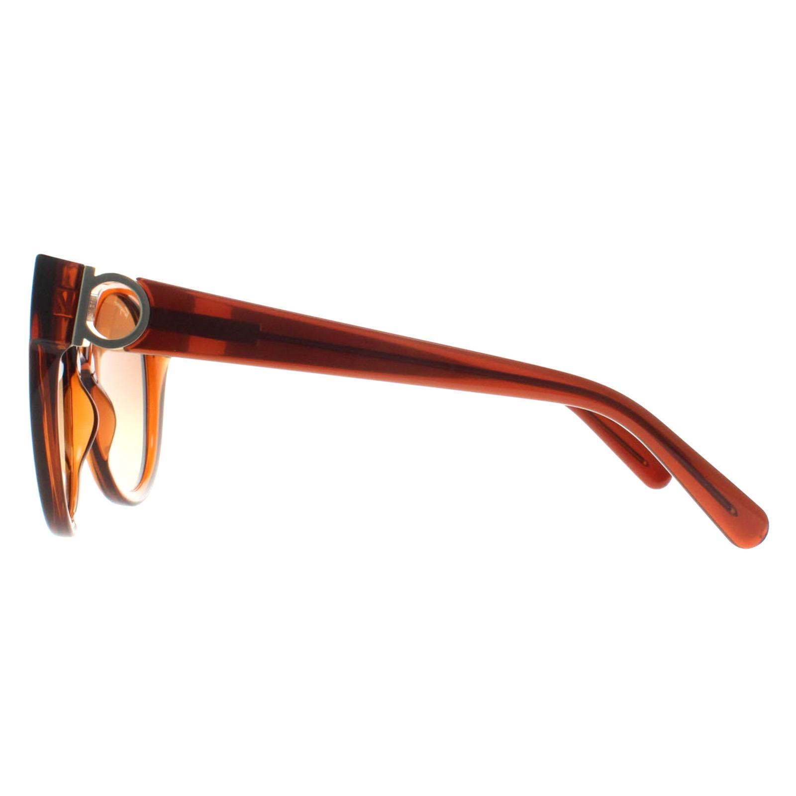 Brown Salvatore Ferragamo Brown Cat Eye Crystal Caramel Brown Gradient SF1031S, Image 3 of 4