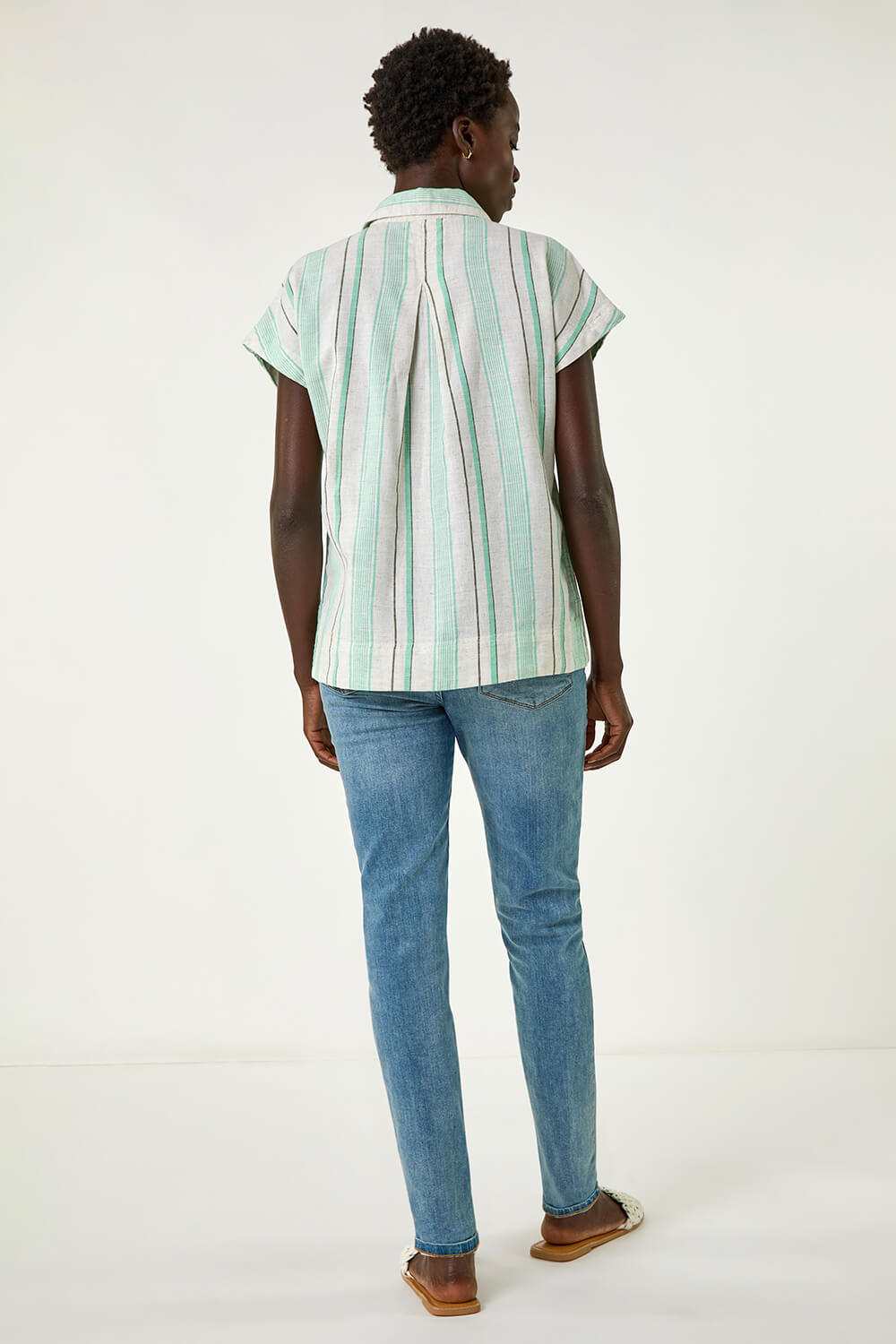 Light Blue Stripe Short Sleeve Shirt, Image 4 of 5