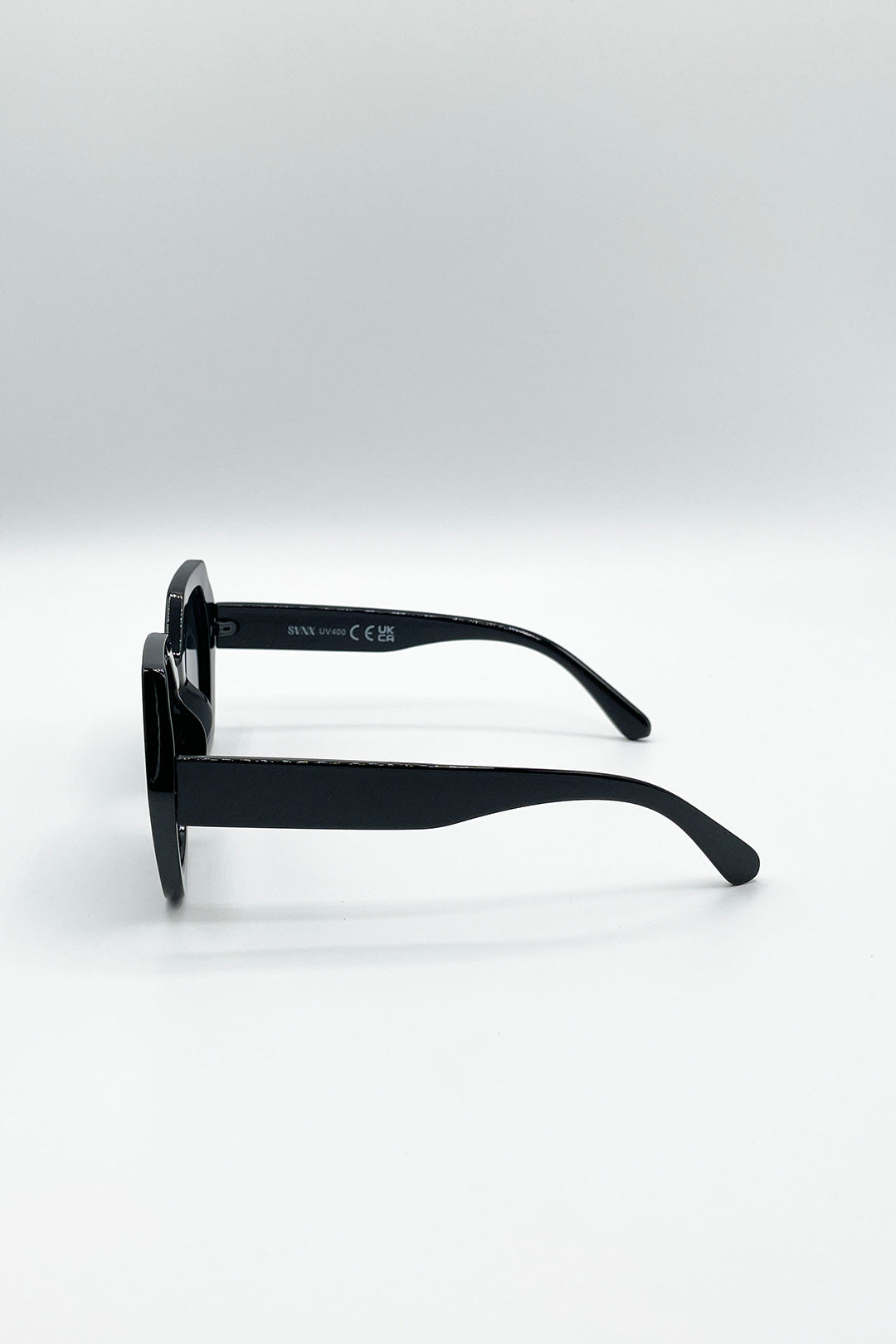 Black Oversized Rounded Angular Sunglasses, Image 4 of 5