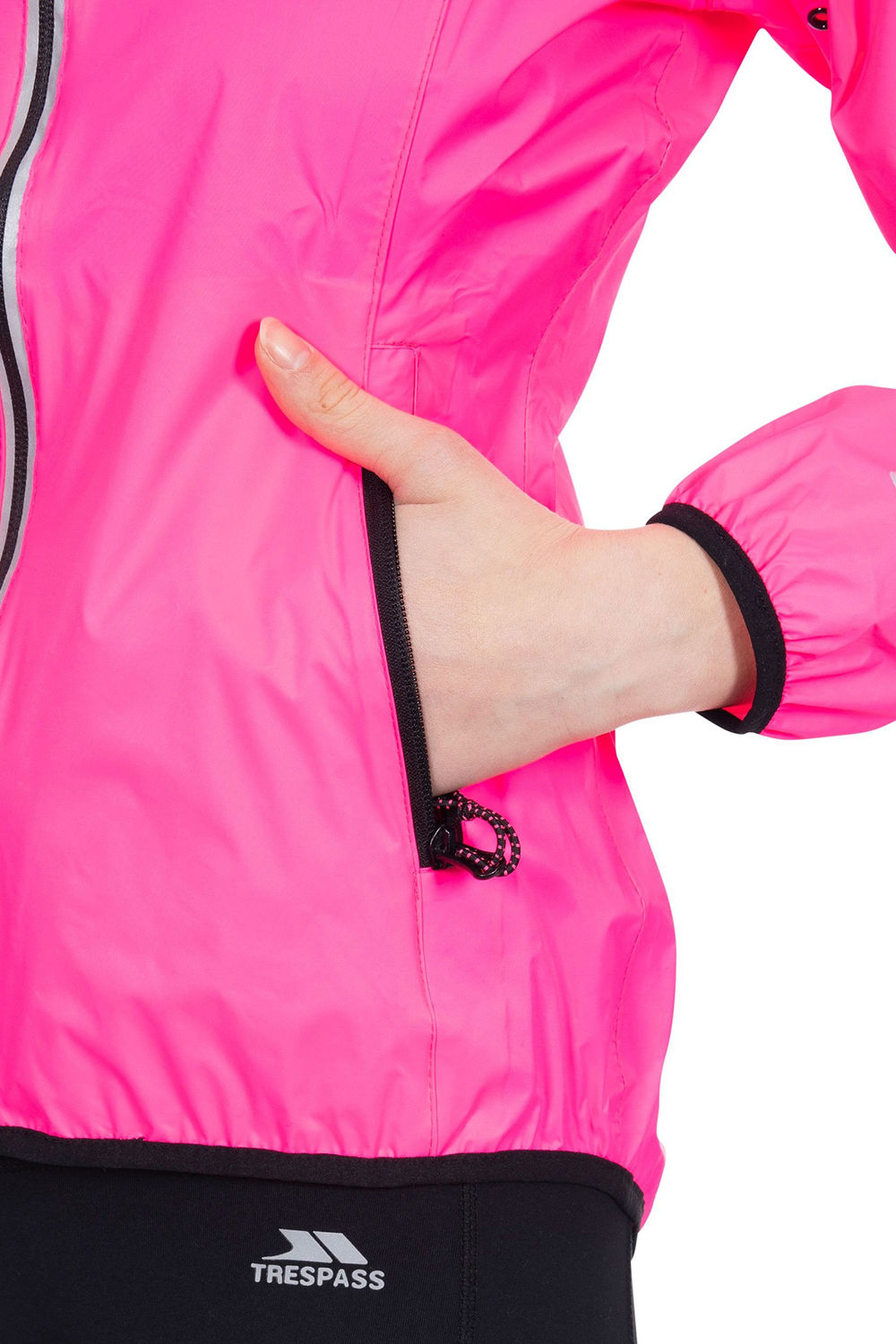 Pink Flourescent Trespass Pink Flourescent Beaming Packaway HiVis Jacket, Image 5 of 8