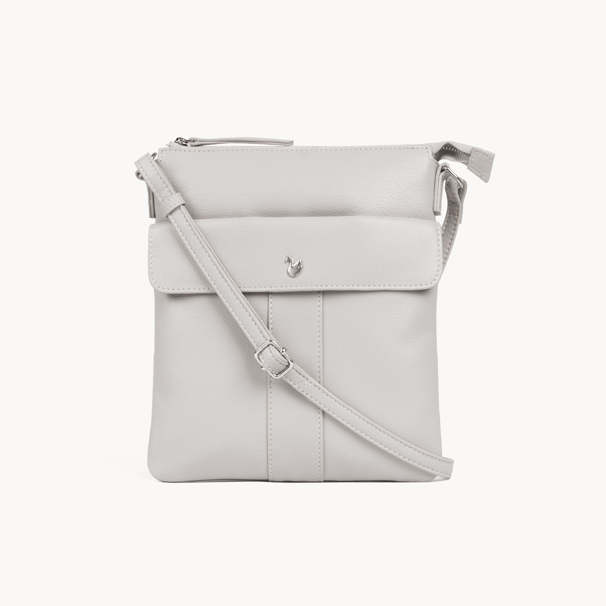 Light Grey 'AMBA' Soft Nappa Full Grain Real Leather Crossbody Bag, Image 1 of 5