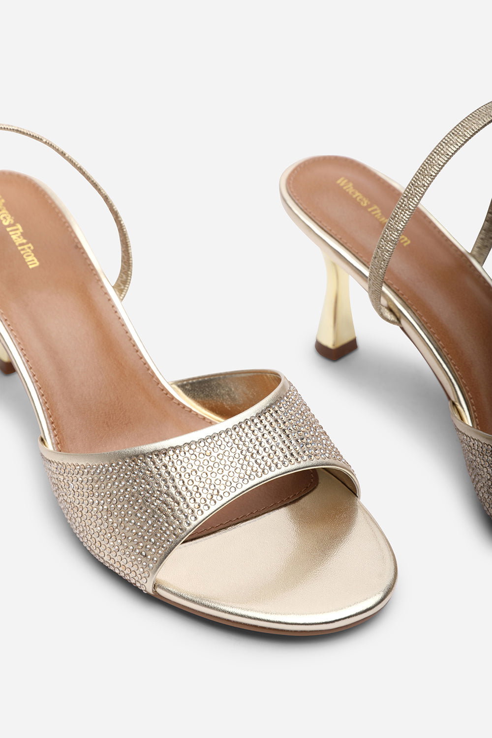 Gold Harmony Open Toe Mid Heel Sandal with Sling back, Image 5 of 6