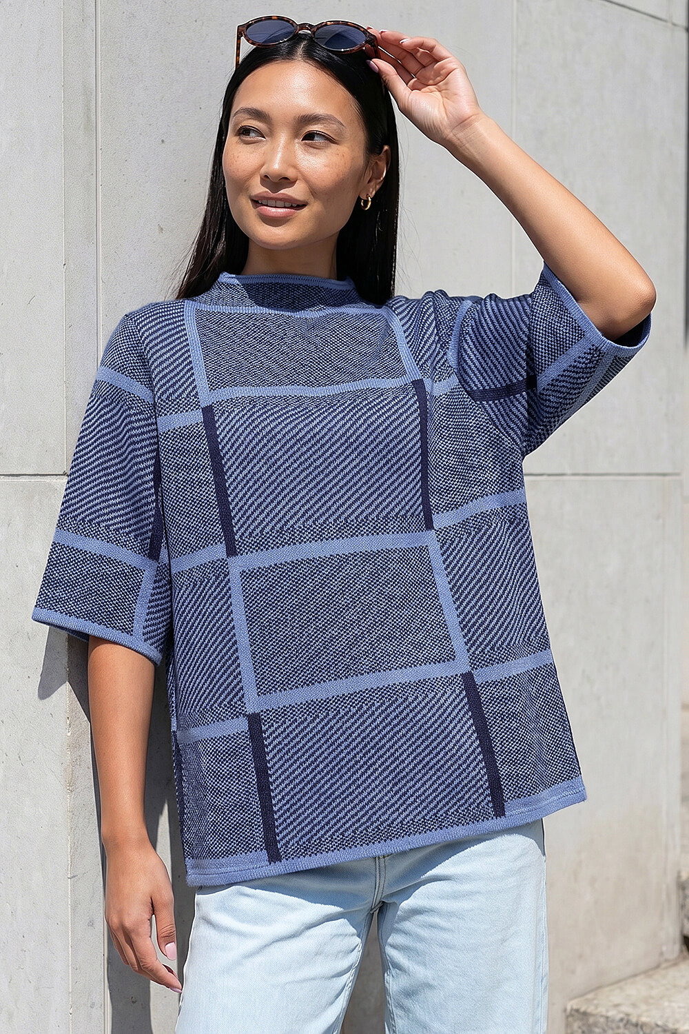 Check Short Sleeve Jumper, Image 1 of 4