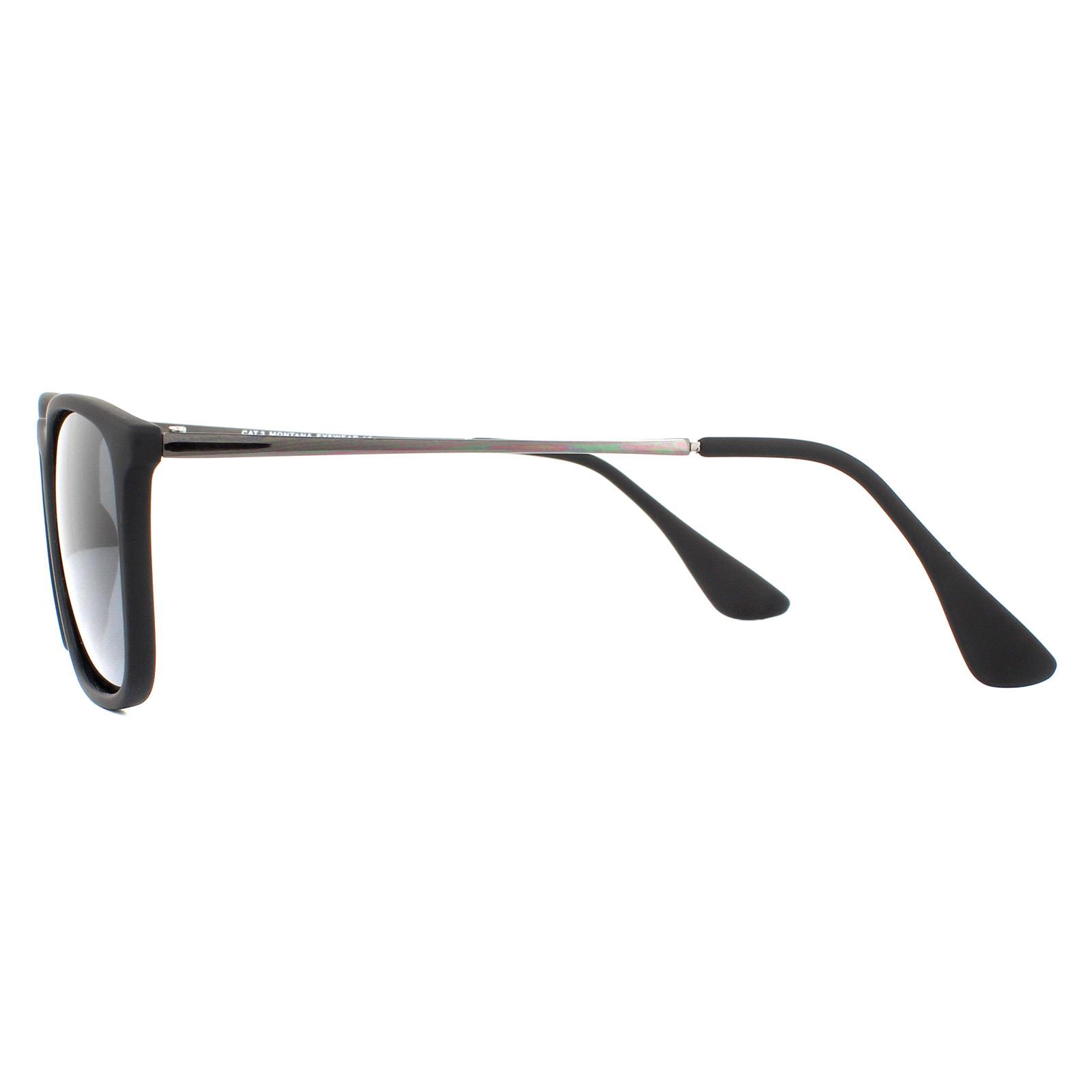 Black Montana Black Rectangle Black Rubbertouch Black Smoke Polarized Sunglasses, Image 3 of 4