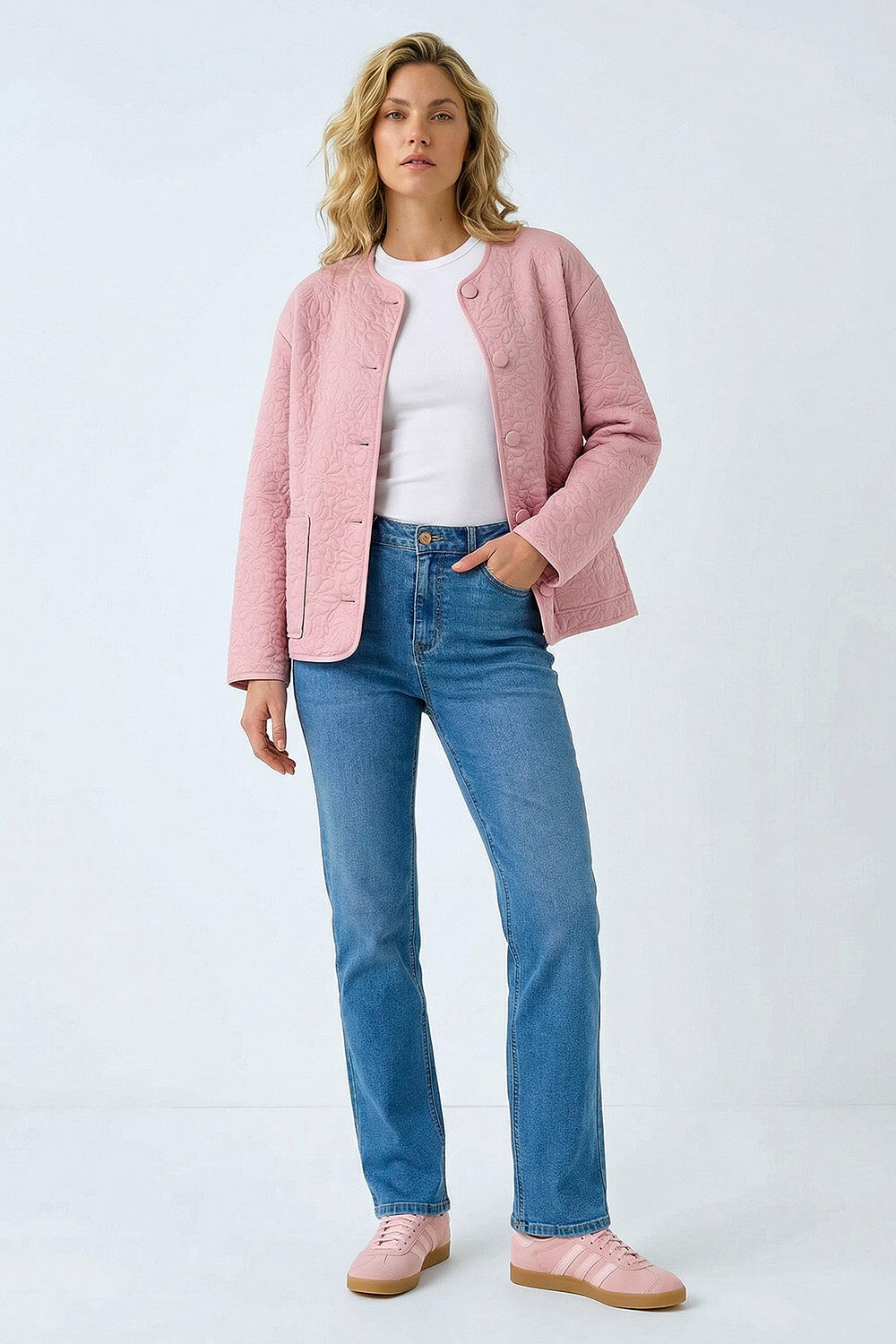 Roman Women's Pink Patterned Pocket Edge Jacket Size 10