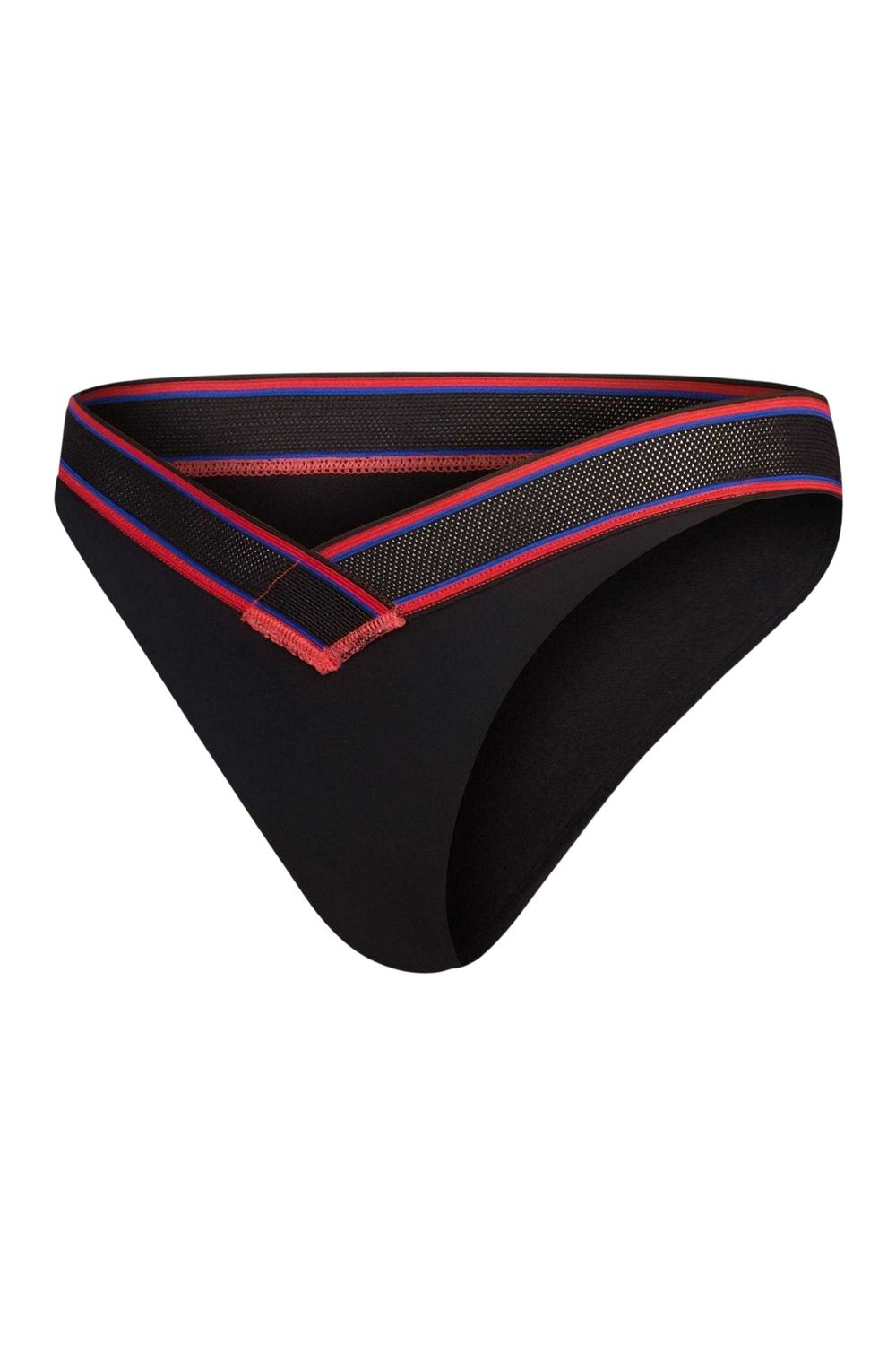 Grey Striped VCut Bikini Bottoms, Image 1 of 4