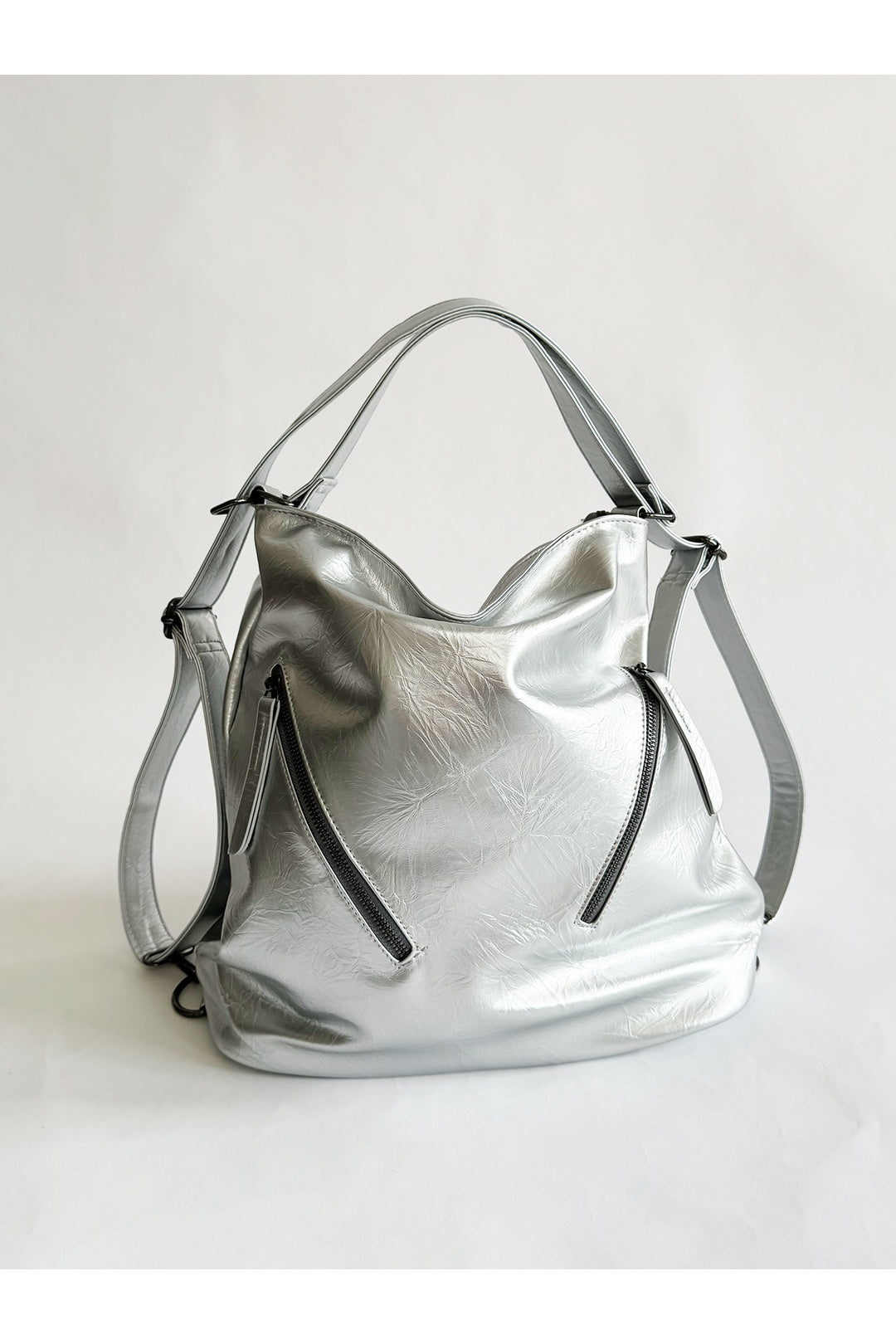 Silver Hobo Shoulder Bag & Backpack - 2 in 1, Image 5 of 5
