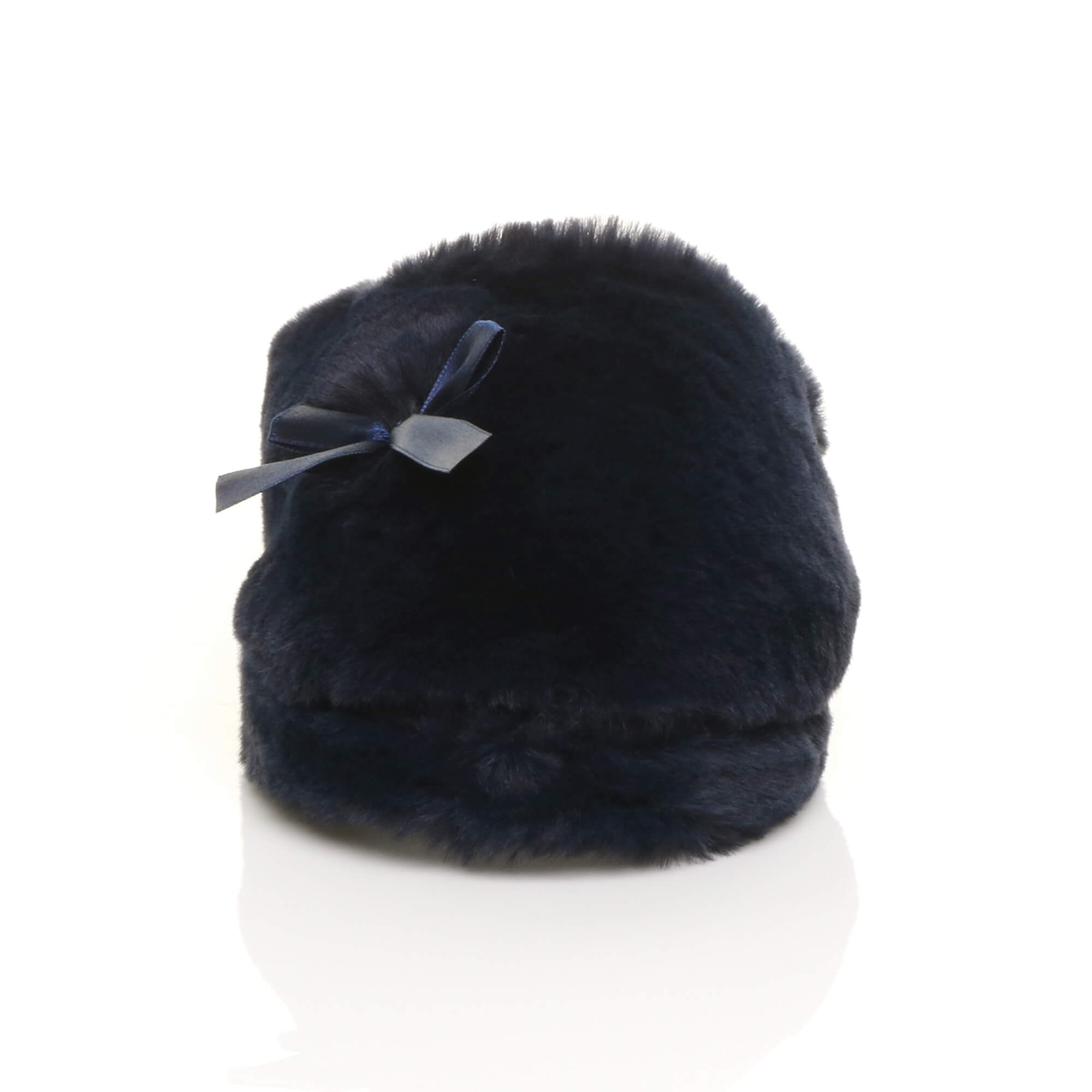 Navy Blue AJVANI Navy Blue Fluffy Mule Slippers, Image 6 of 6